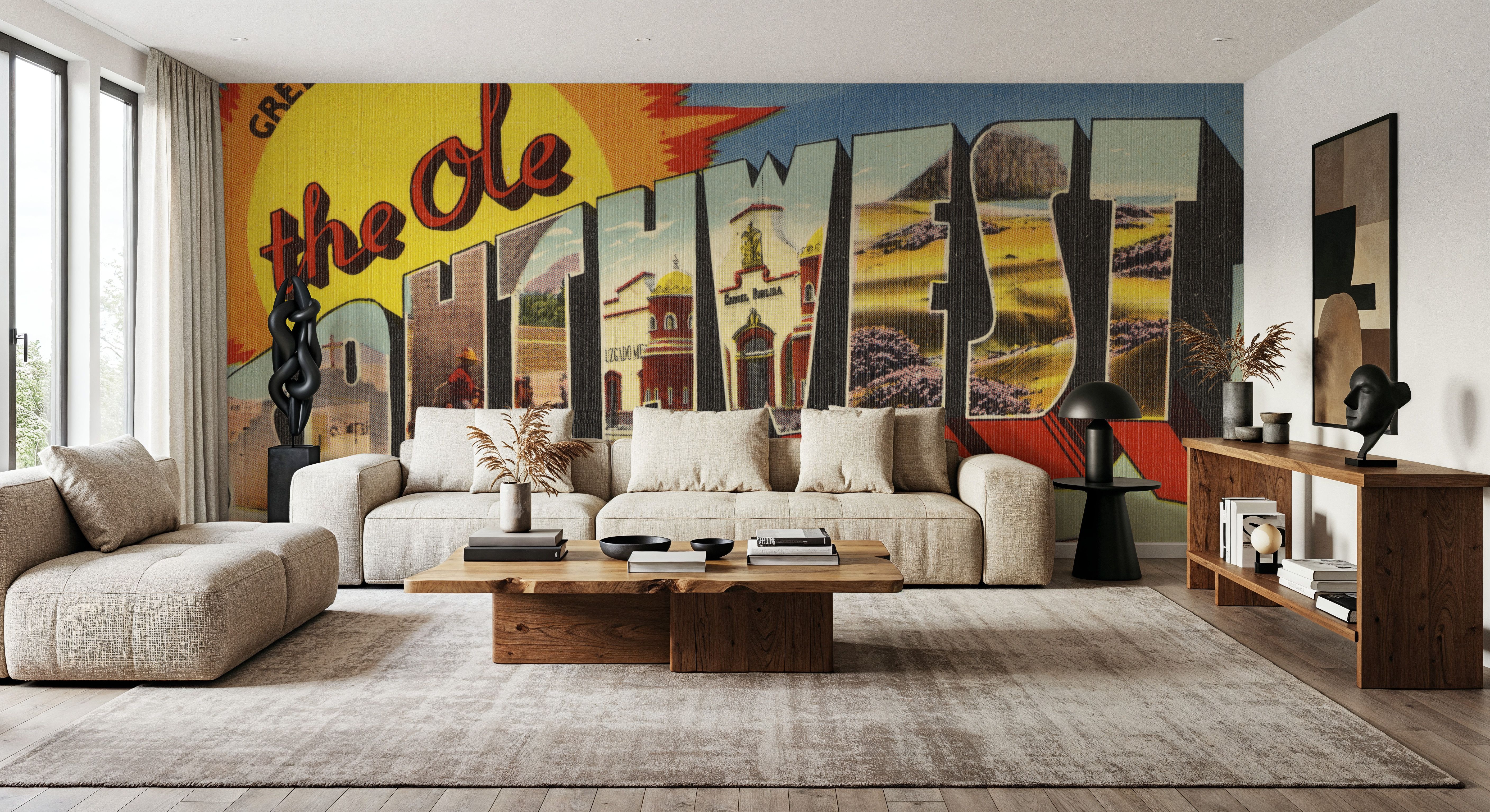 Greetings from the Ole Southwest - Screenprint Postcard, Wallpaper