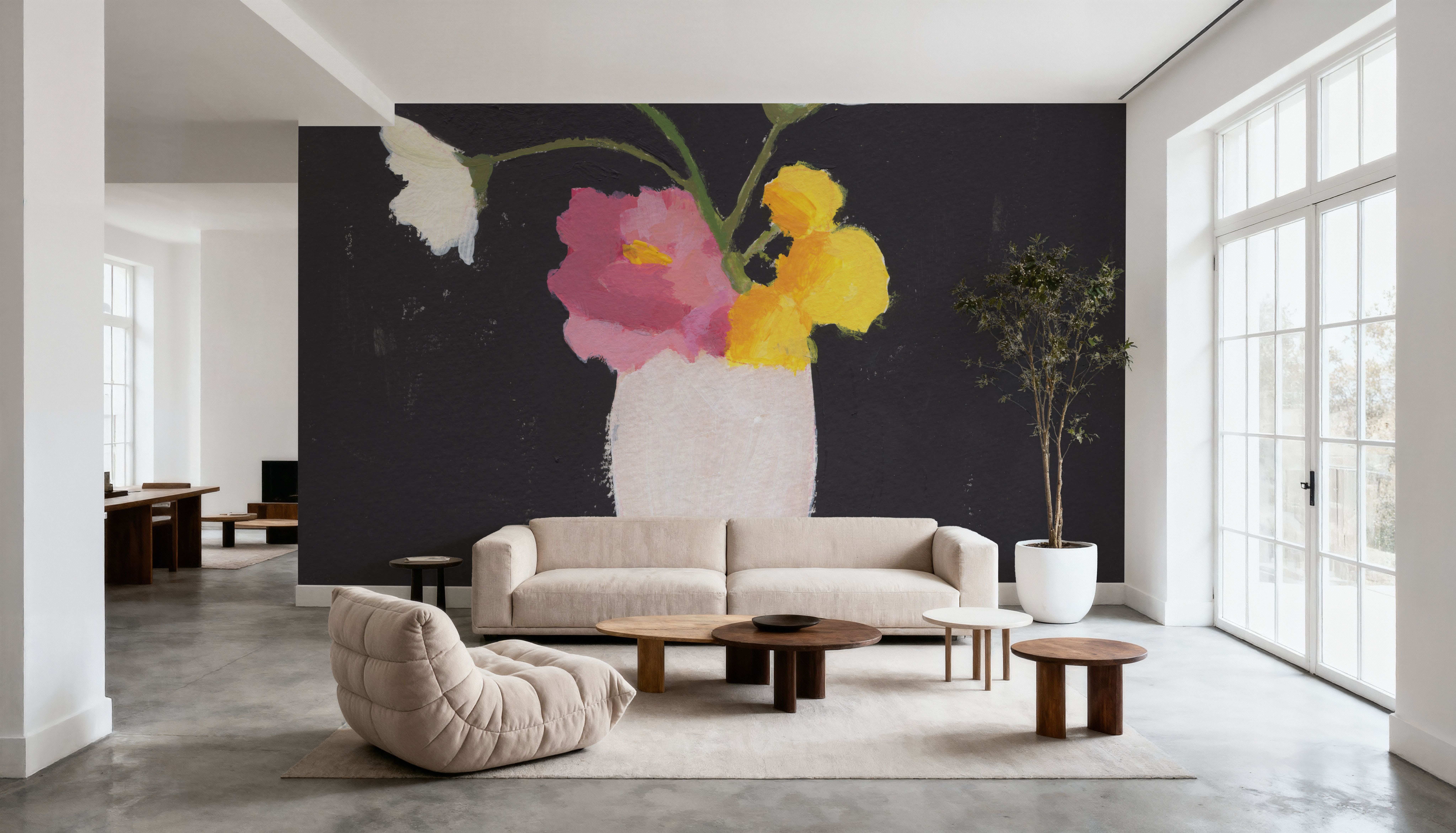 Floral on Black I, Behang