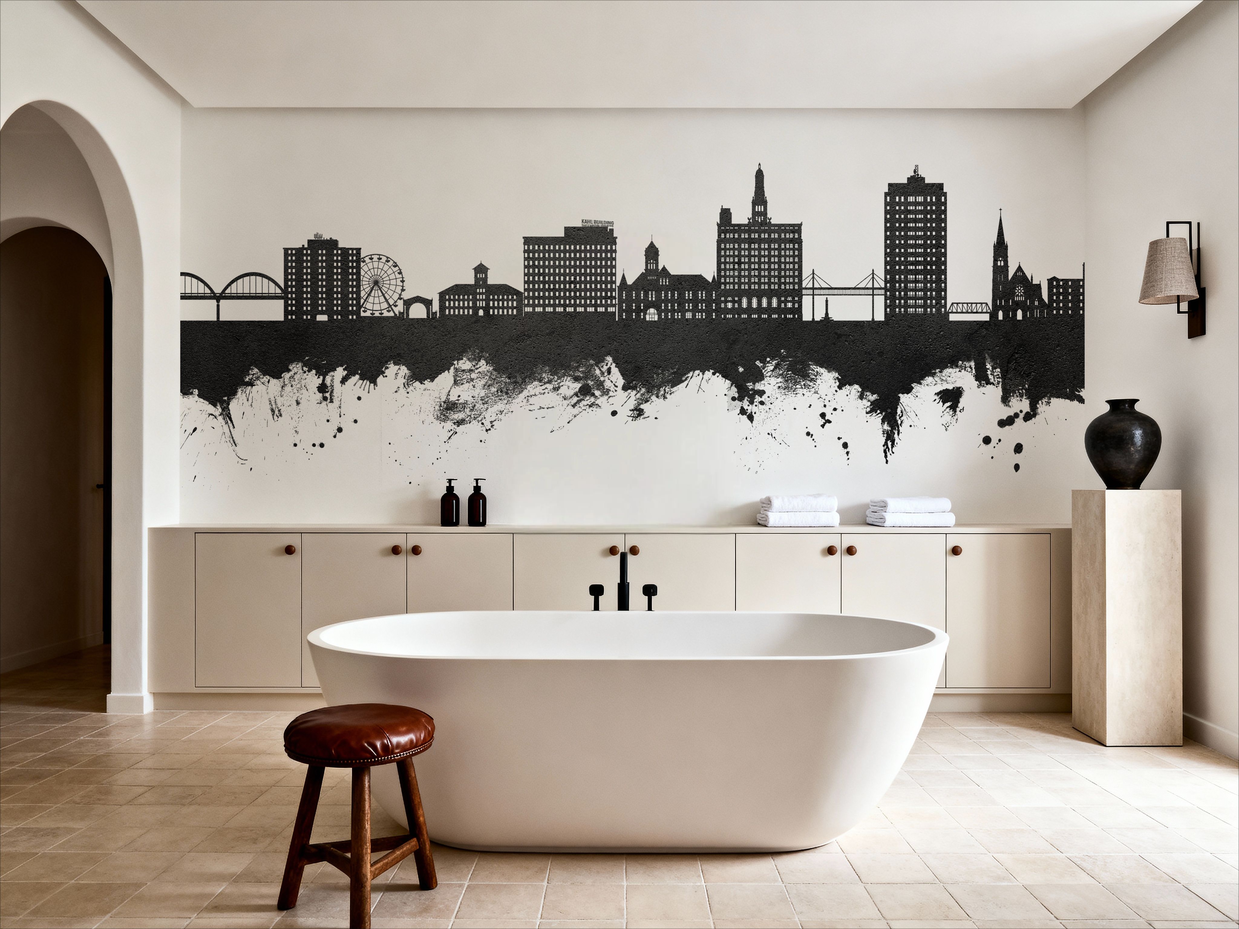 Davenport Iowa Skyline Black & White