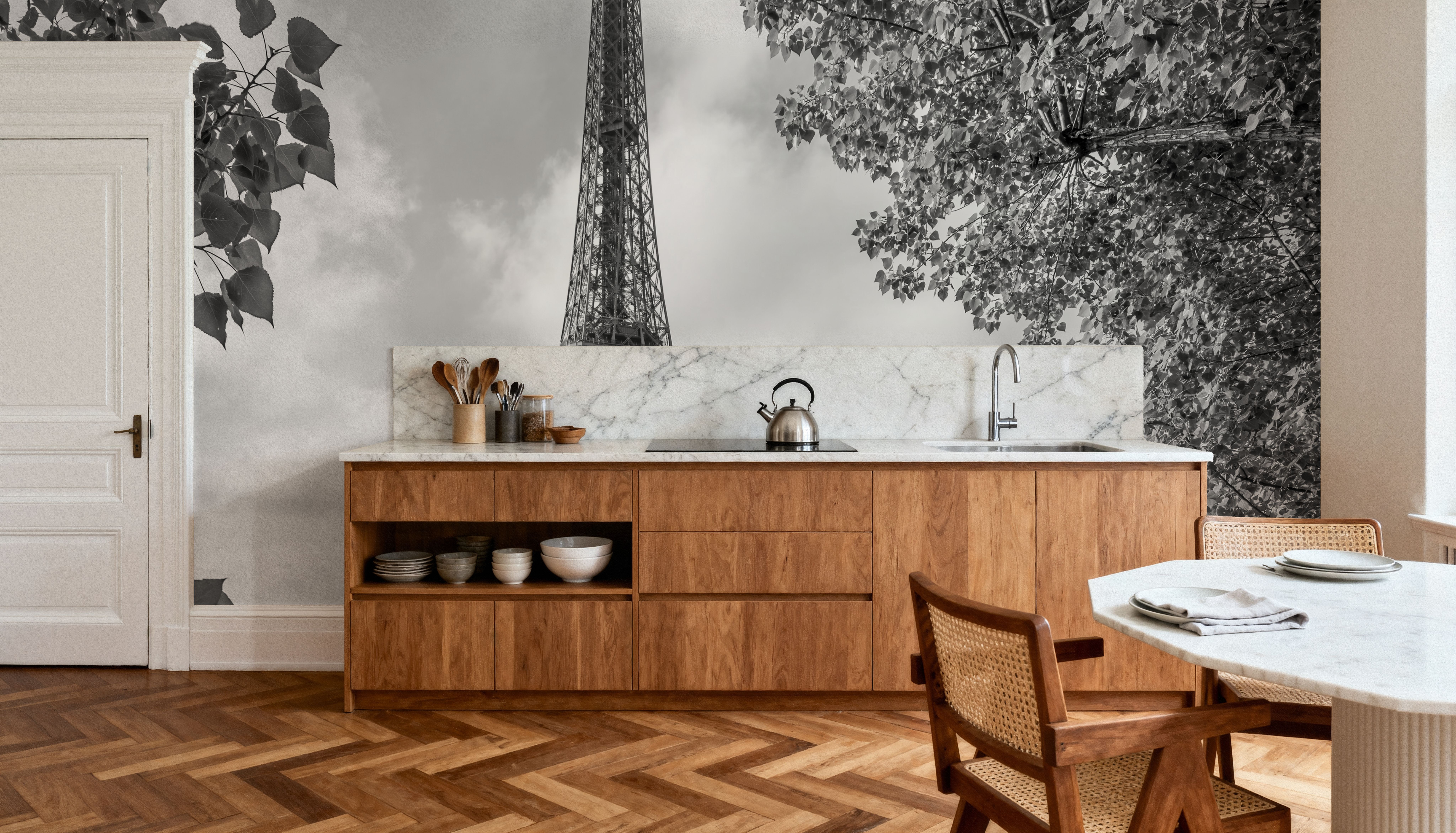 Eiffel Framed BW, Wallpaper