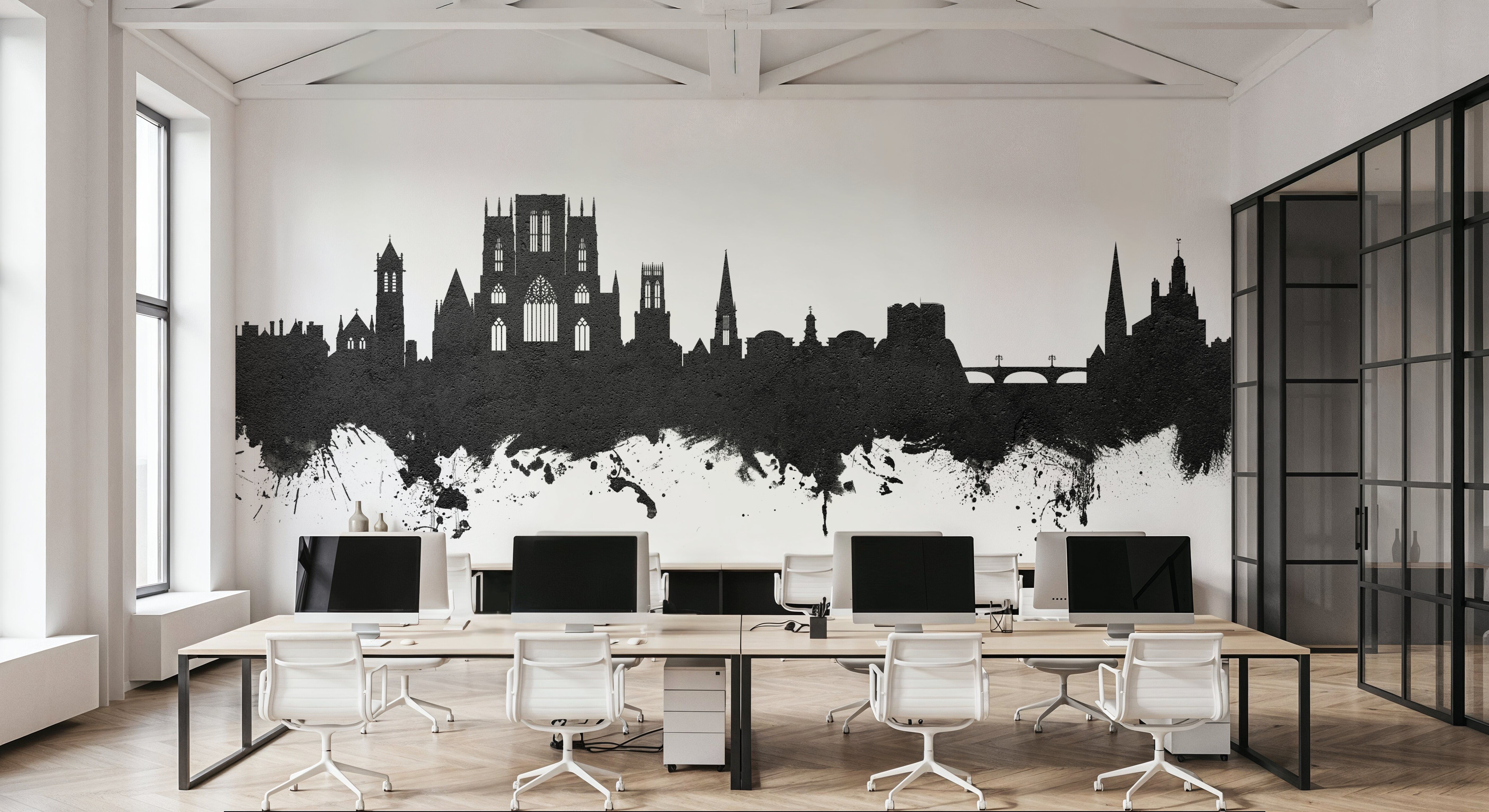 York England Skyline Black & White