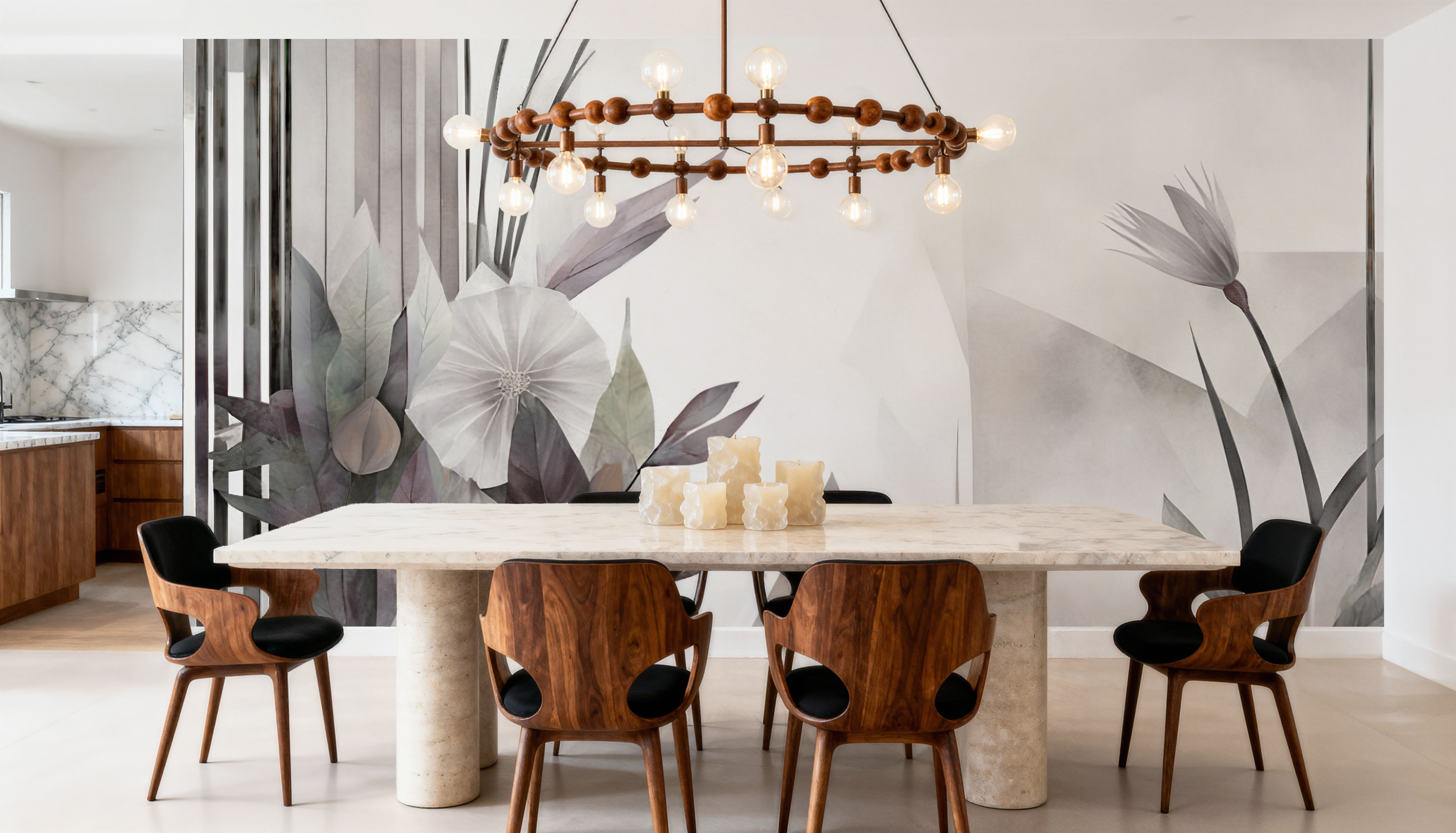 Floral Watercolor Abstract Gray