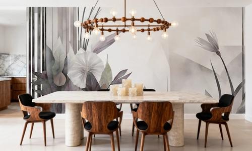 Floral Watercolor Abstract Gray
