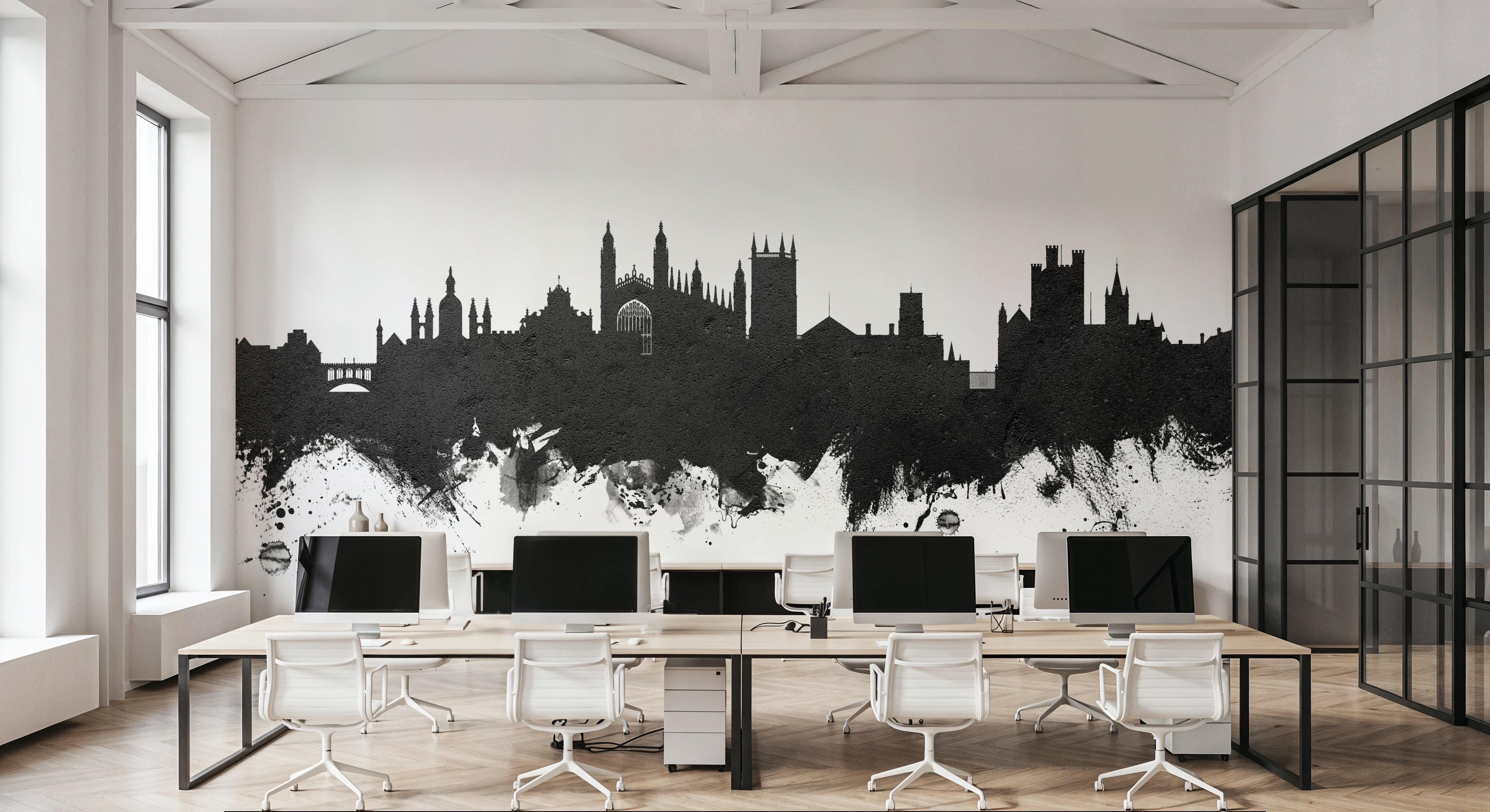 Cambridge England Skyline Black & White