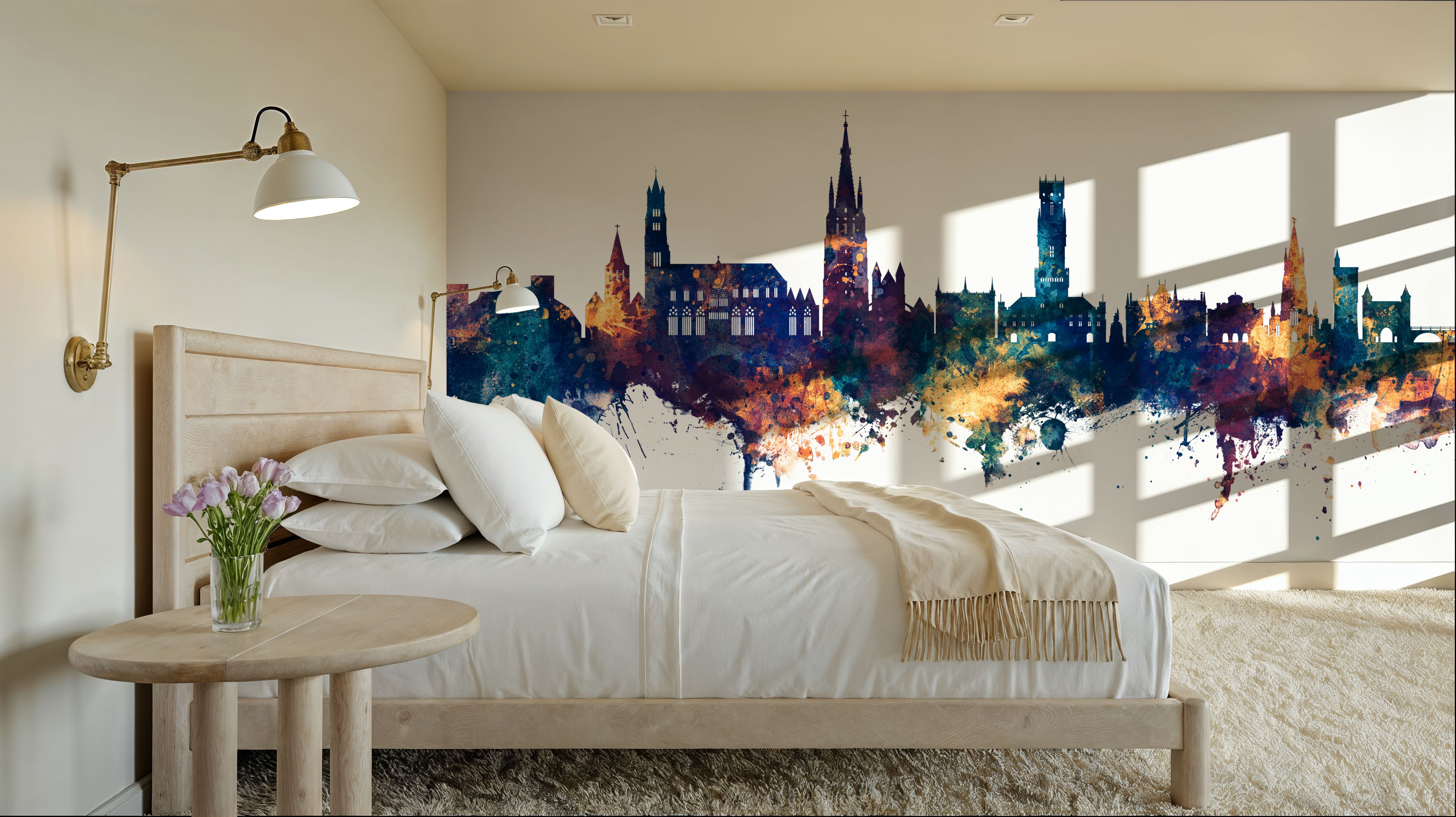 Bruges Belgium Skyline Blue & Bronze