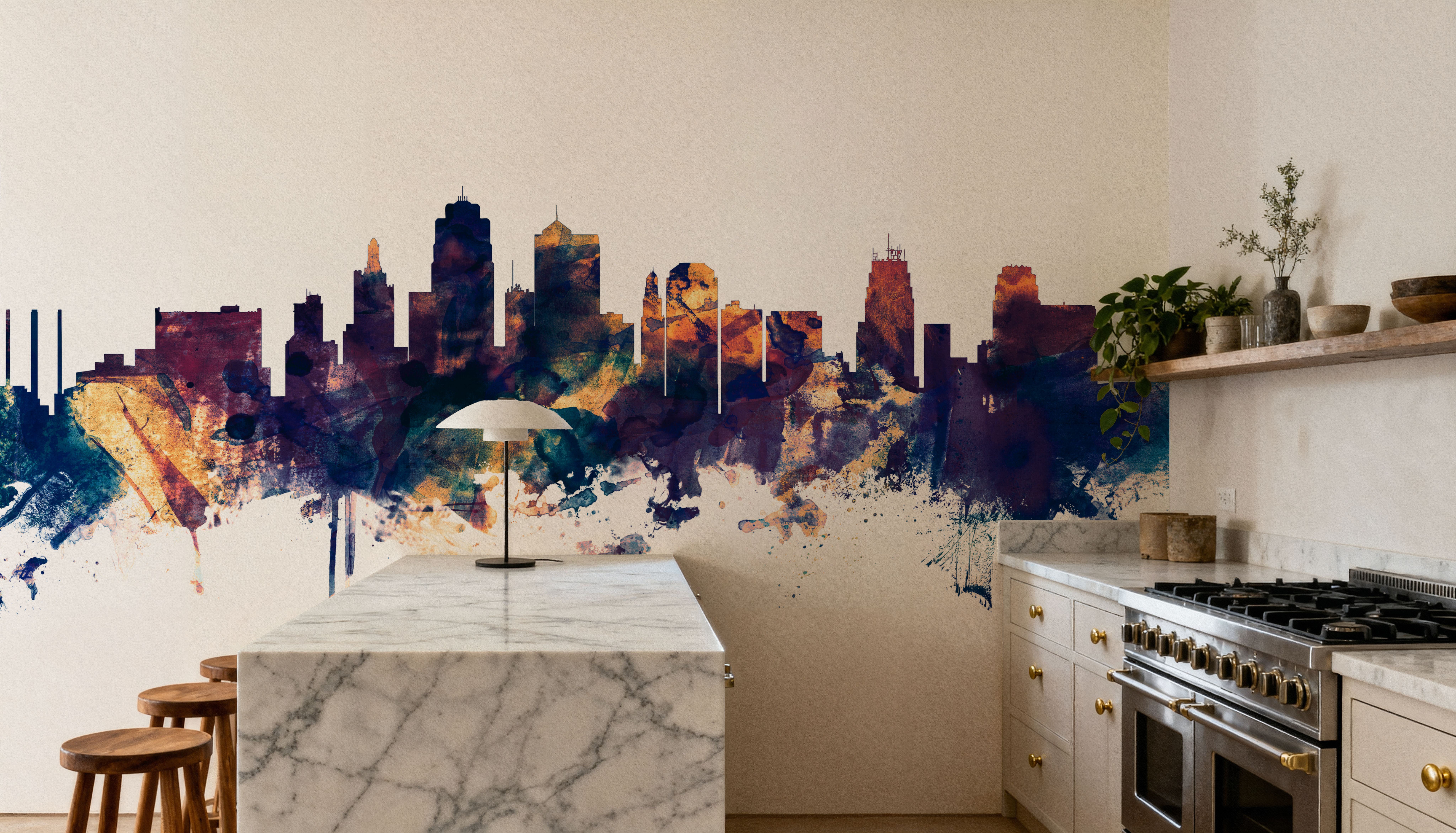 Kansas City Missouri Skyline Blue & Bronze