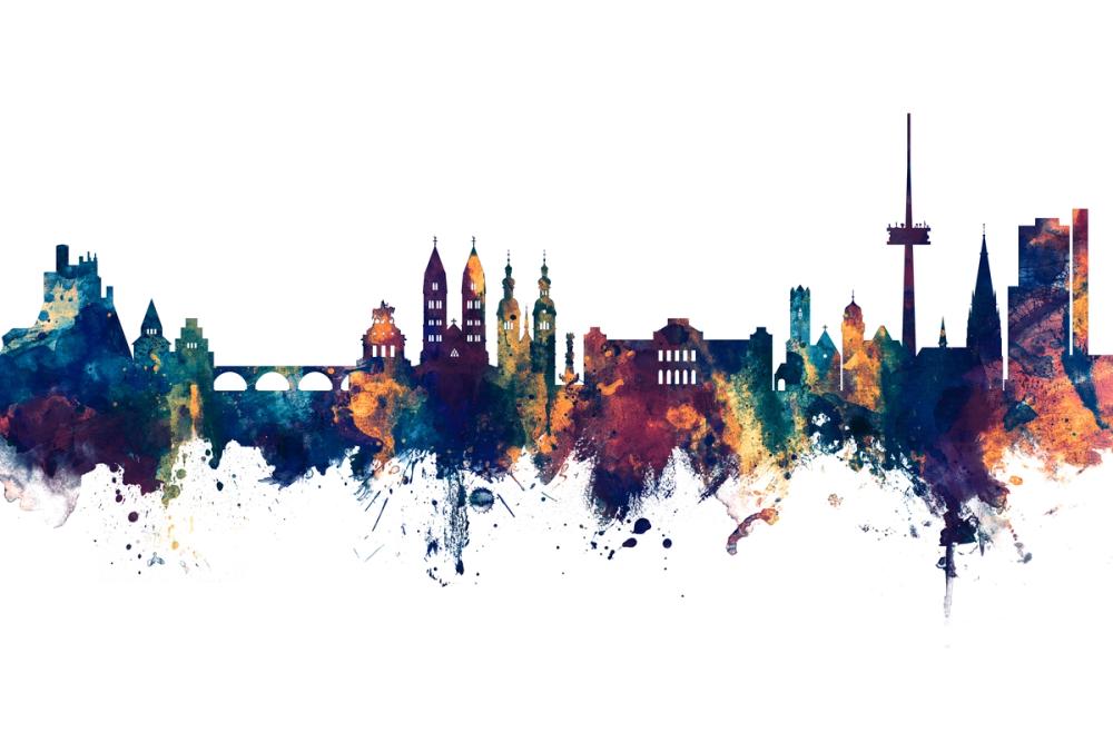 Koblenz Germany Skyline Blue & Bronze