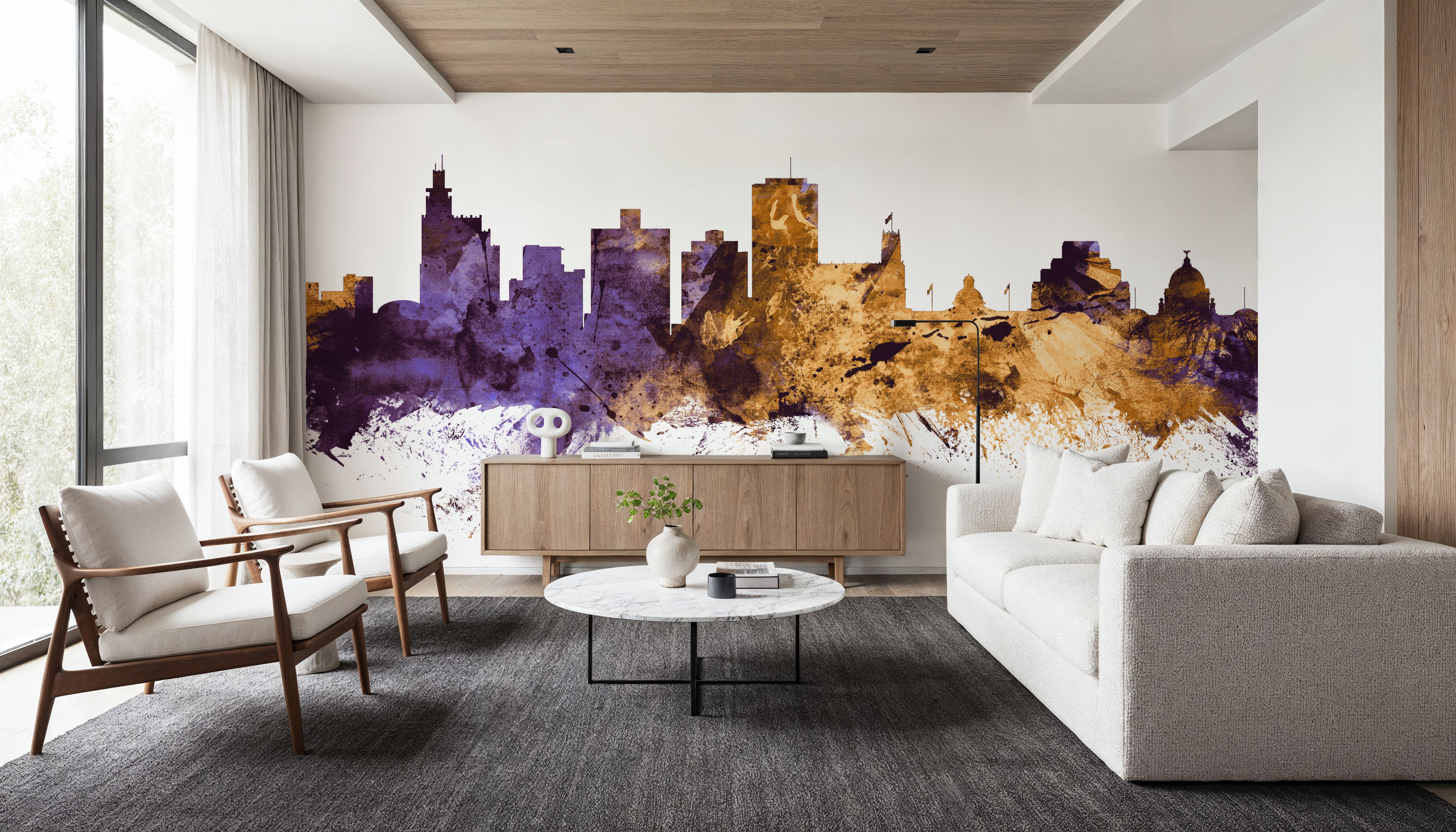 Jackson Mississippi Skyline Purple & Gold, Tapeten