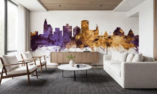 Jackson Mississippi Skyline Purple & Gold