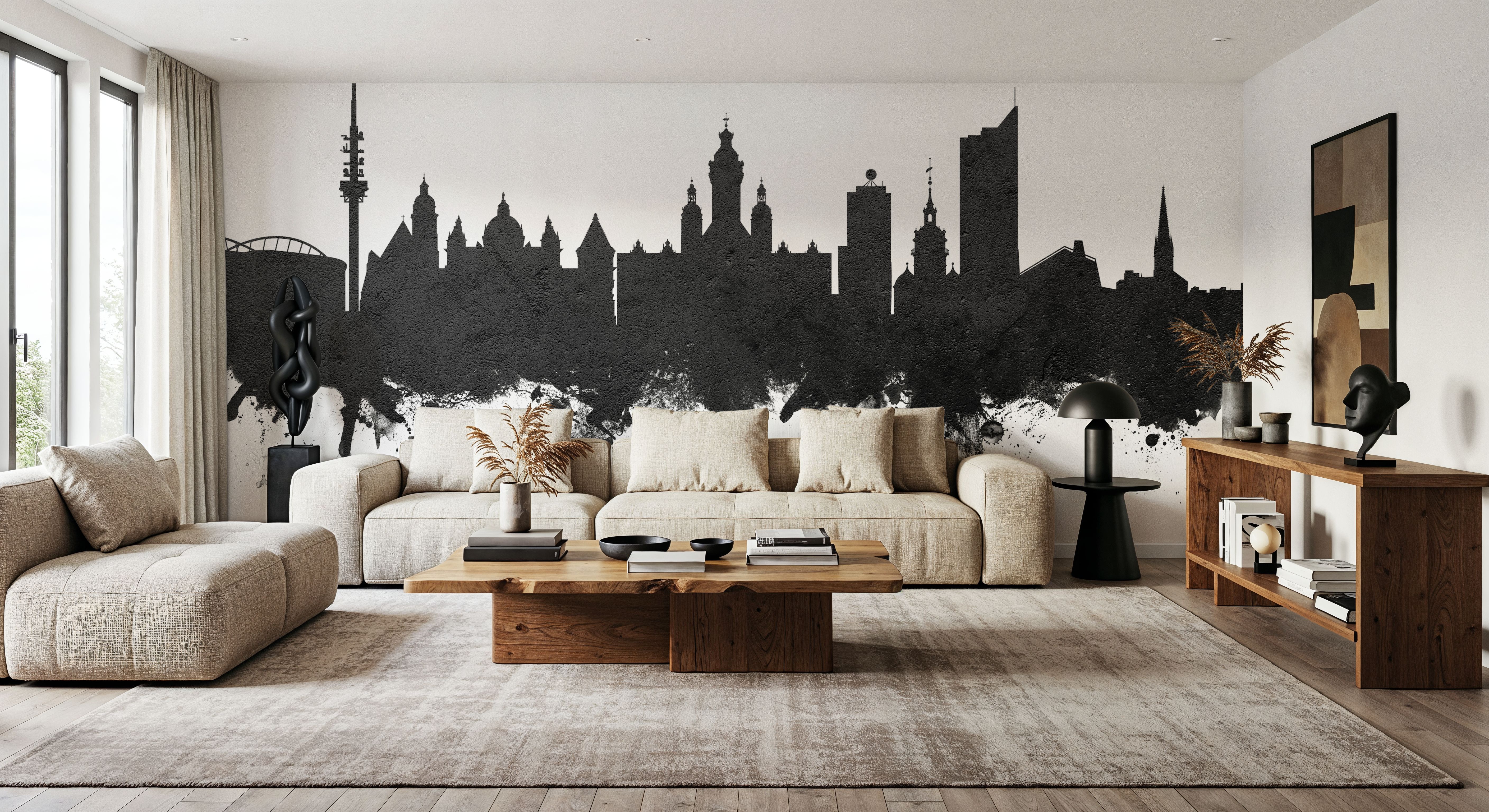 Leipzig Germany Skyline Black & White