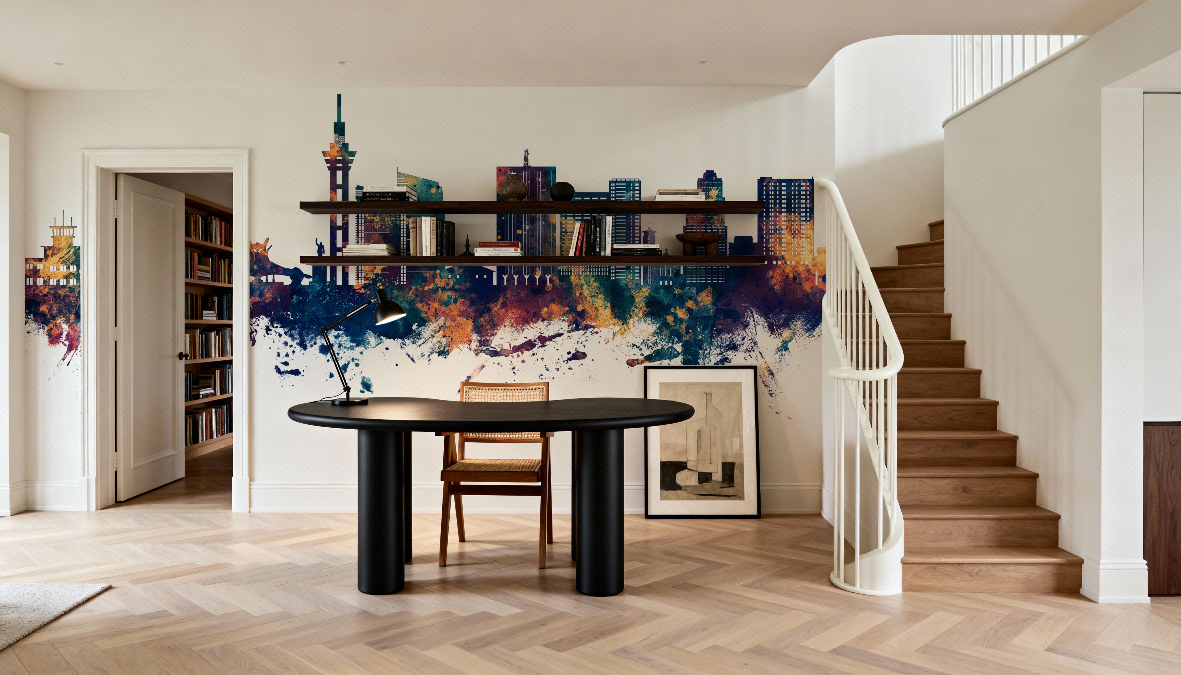 Kinshasa Skyline Blue & Bronze, Wallpaper