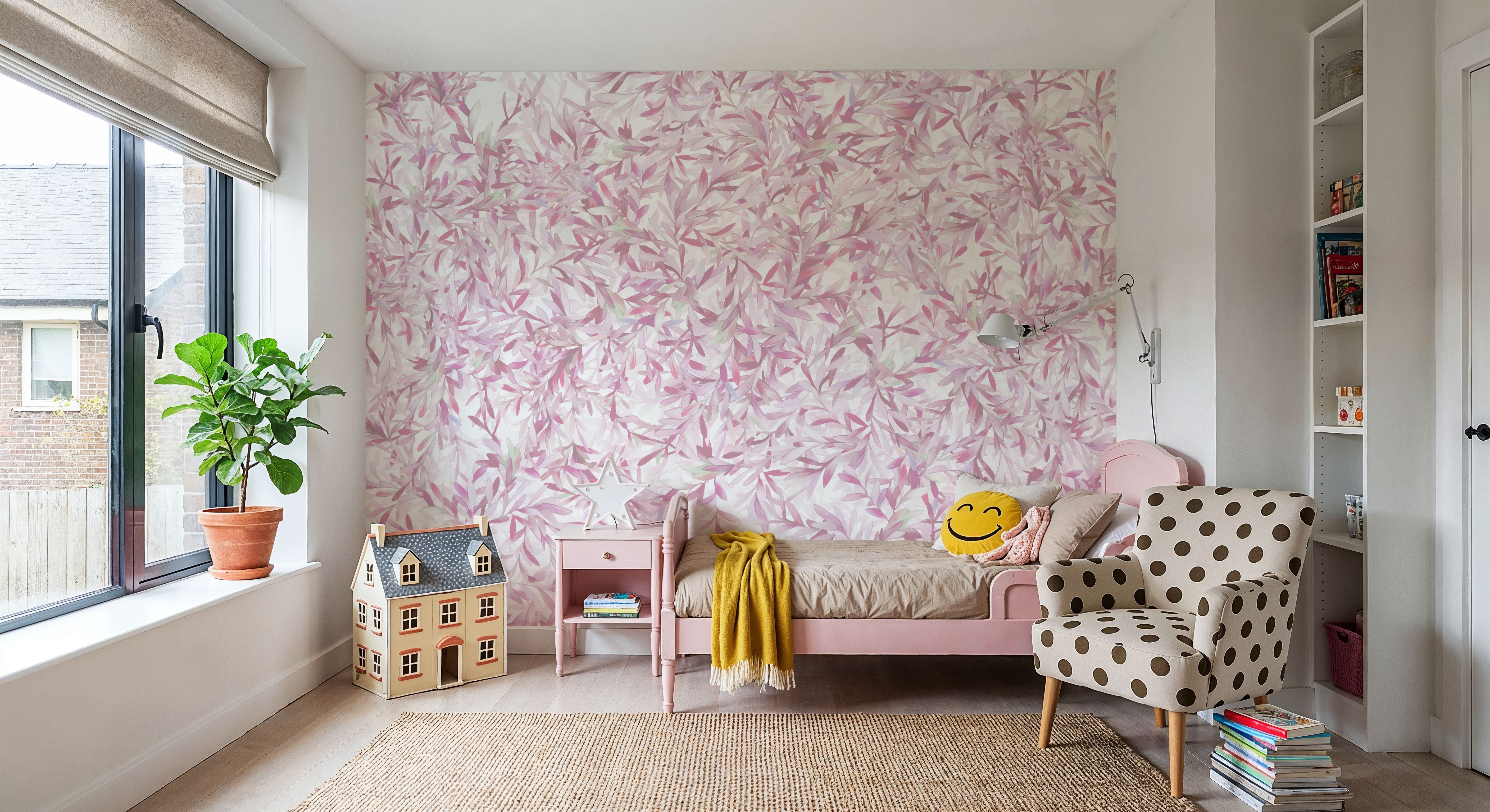 Lush Canopy Ceiling, Pink, Wallpaper