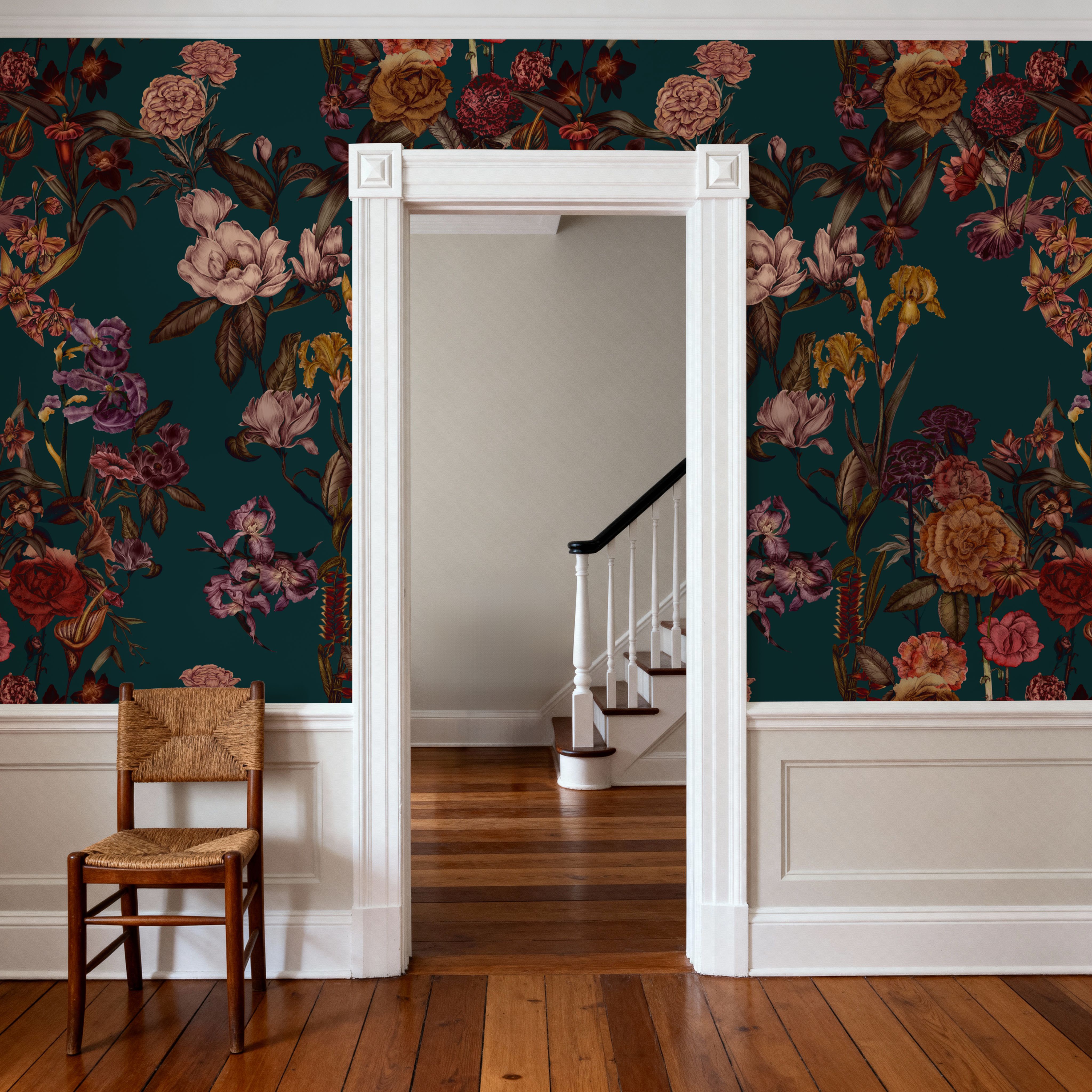 Floral Gaze, Dark Teal