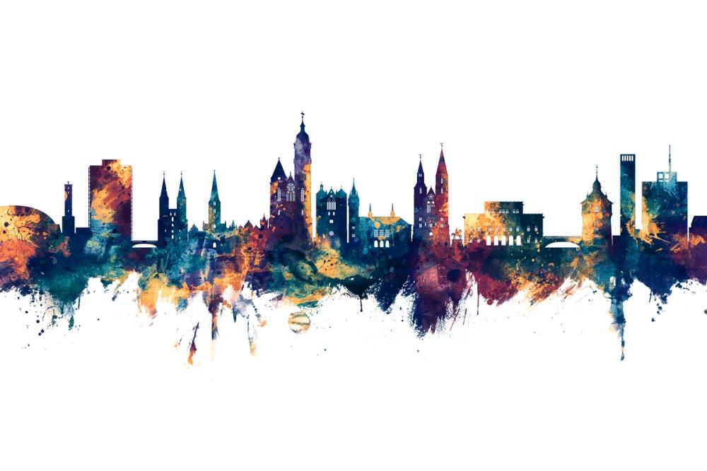 Braunschweig Germany Skyline Blue & Bronze