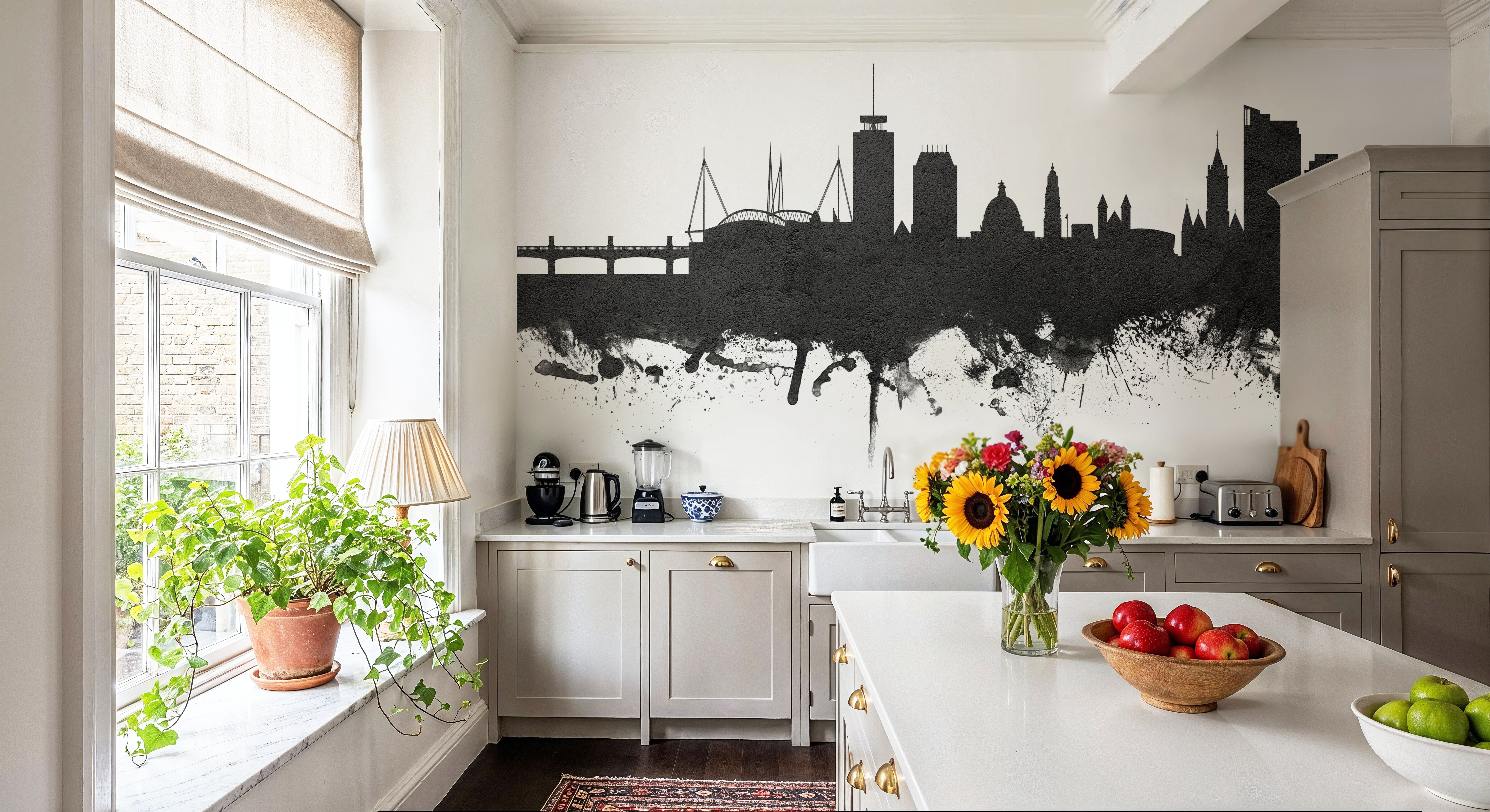 Cardiff Wales Skyline Black & White