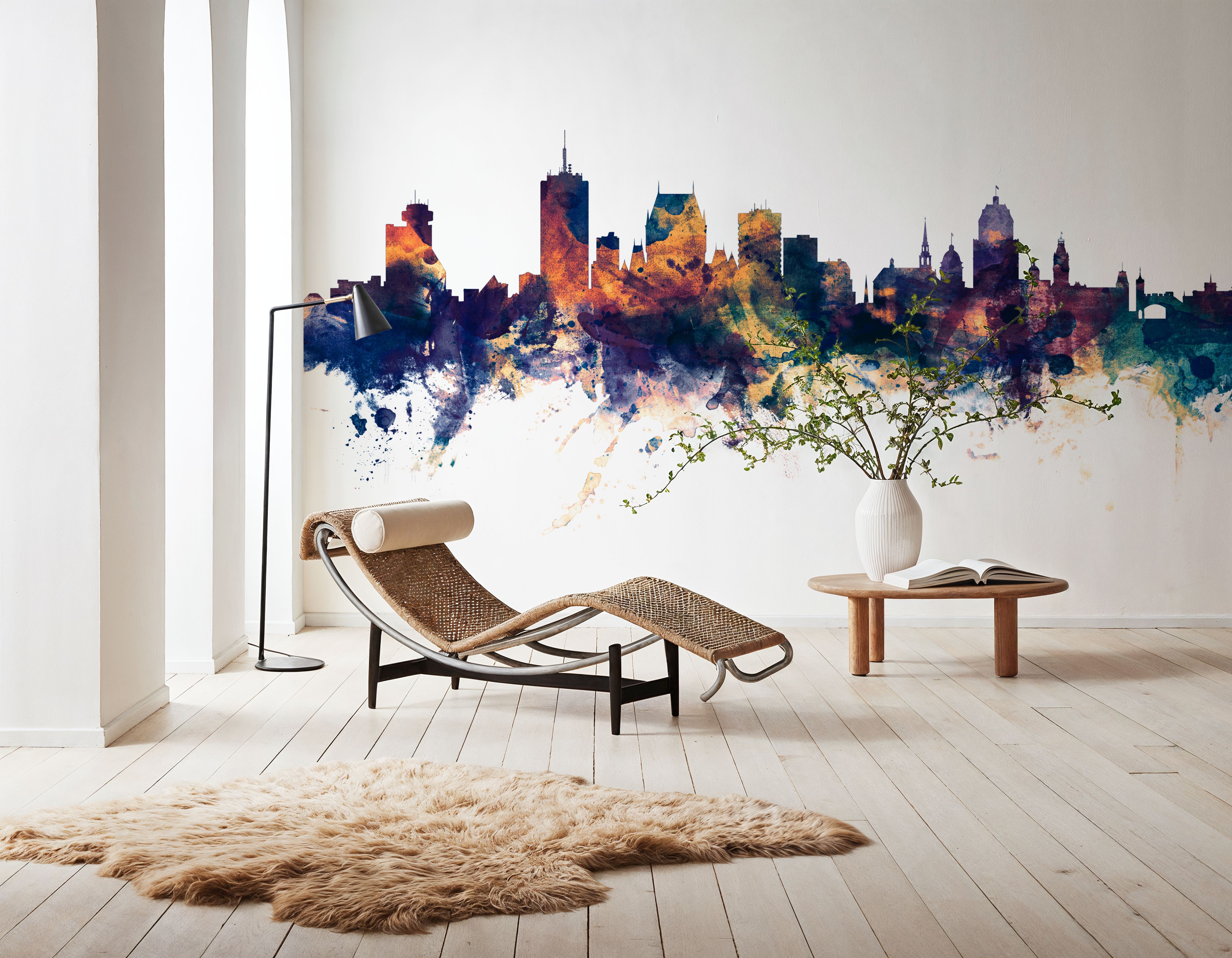 Quebec Canada Skyline Blue & Bronze