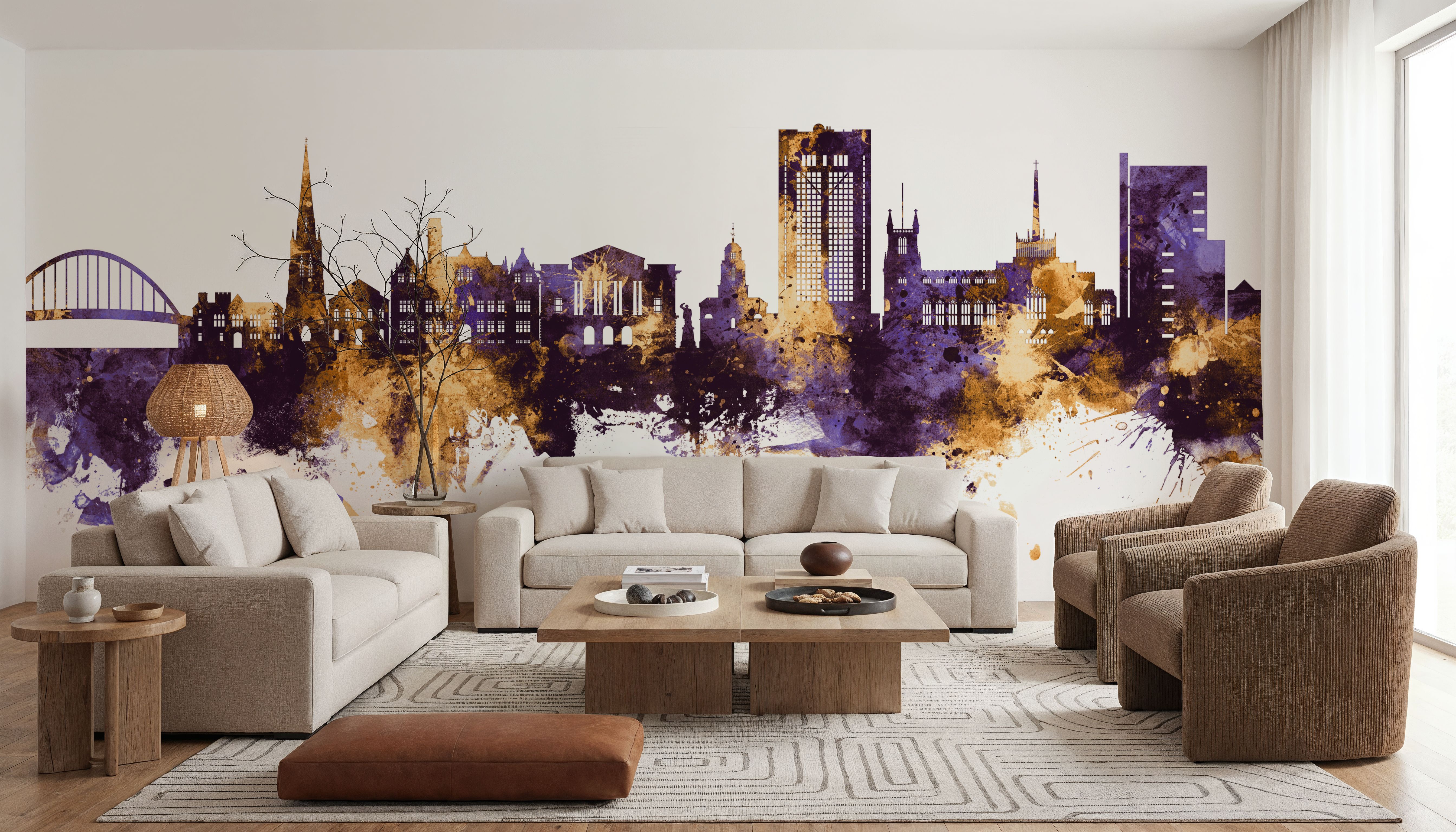 Blackburn England Skyline Purple & Gold, Wallpaper