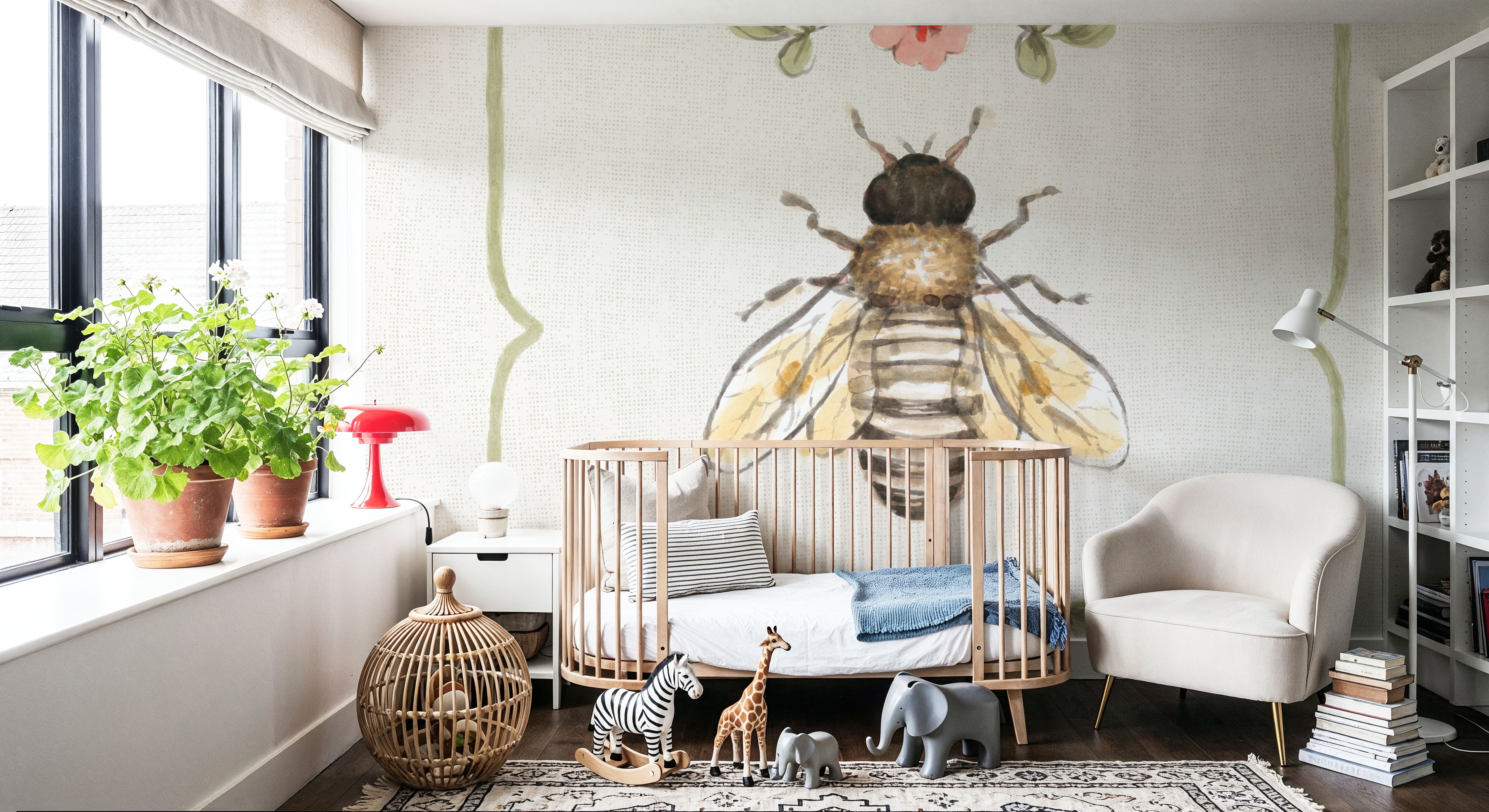 Wall Mural - Sweet Honey III - Insects Animals mural wallpaper - Kids' Room - Wallism US - Premium, Textured or Peel & Stick
