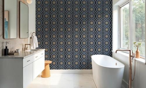 Geo Floral, Navy