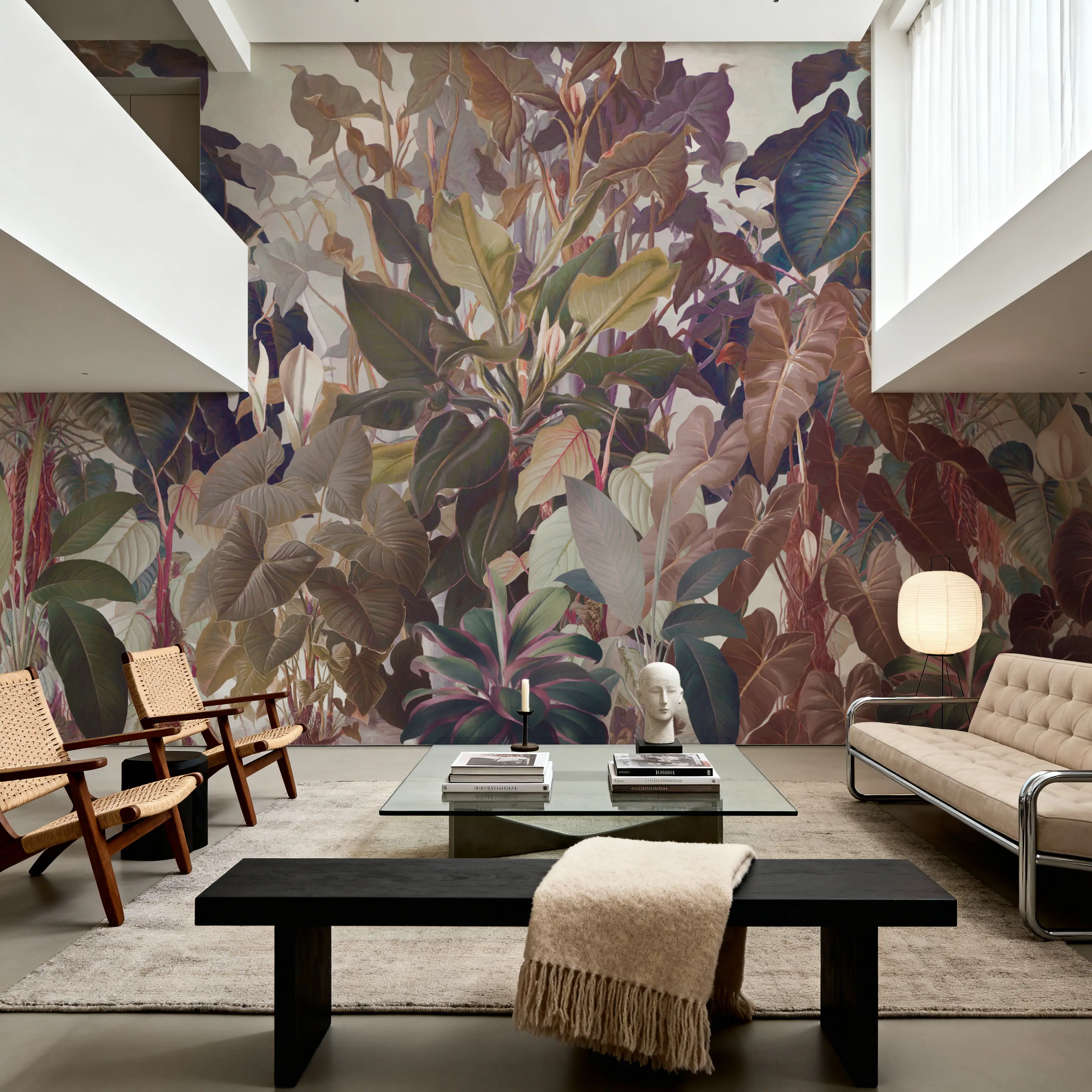 Wall Mural - Tropical Abundance - Foliage Nature mural wallpaper - Green - Hallway staircases - Wallism UK - Peel & Stick or Paste-the-Wall