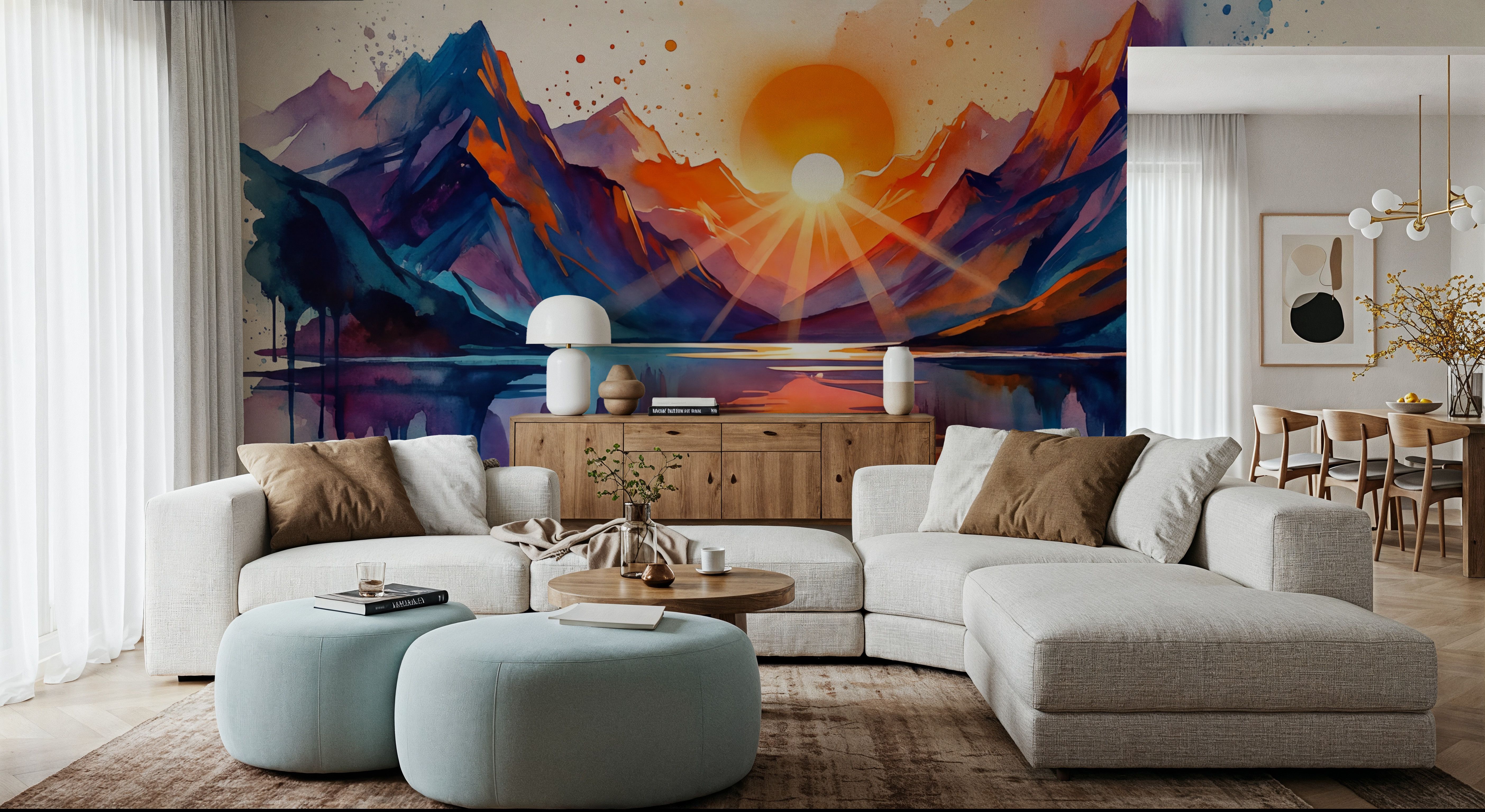 Mountain Lake - Watercolor Sunset Series, Tapéta