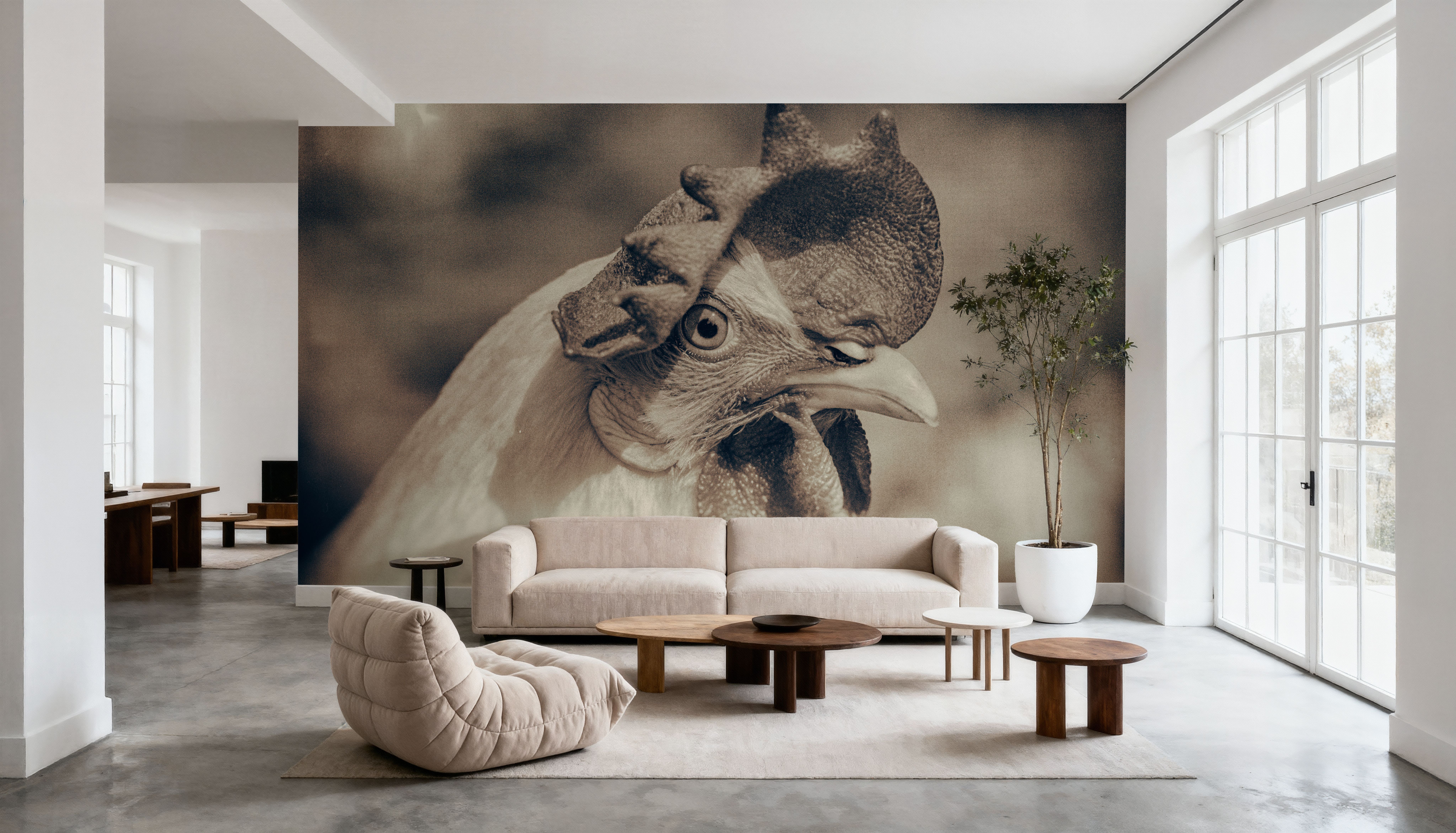 Chicken in the Sun I Sepia