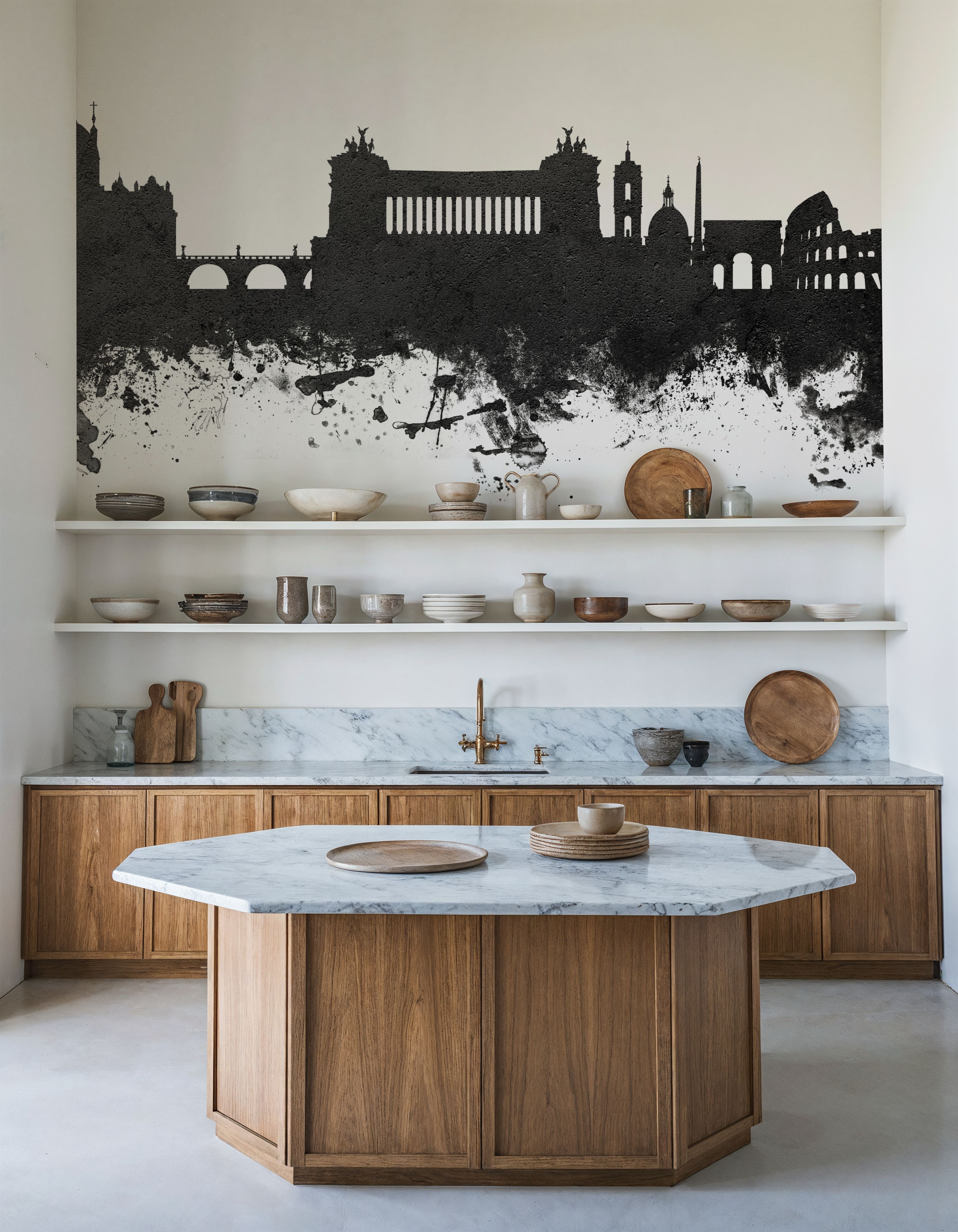 Rome Italy Skyline Black & White