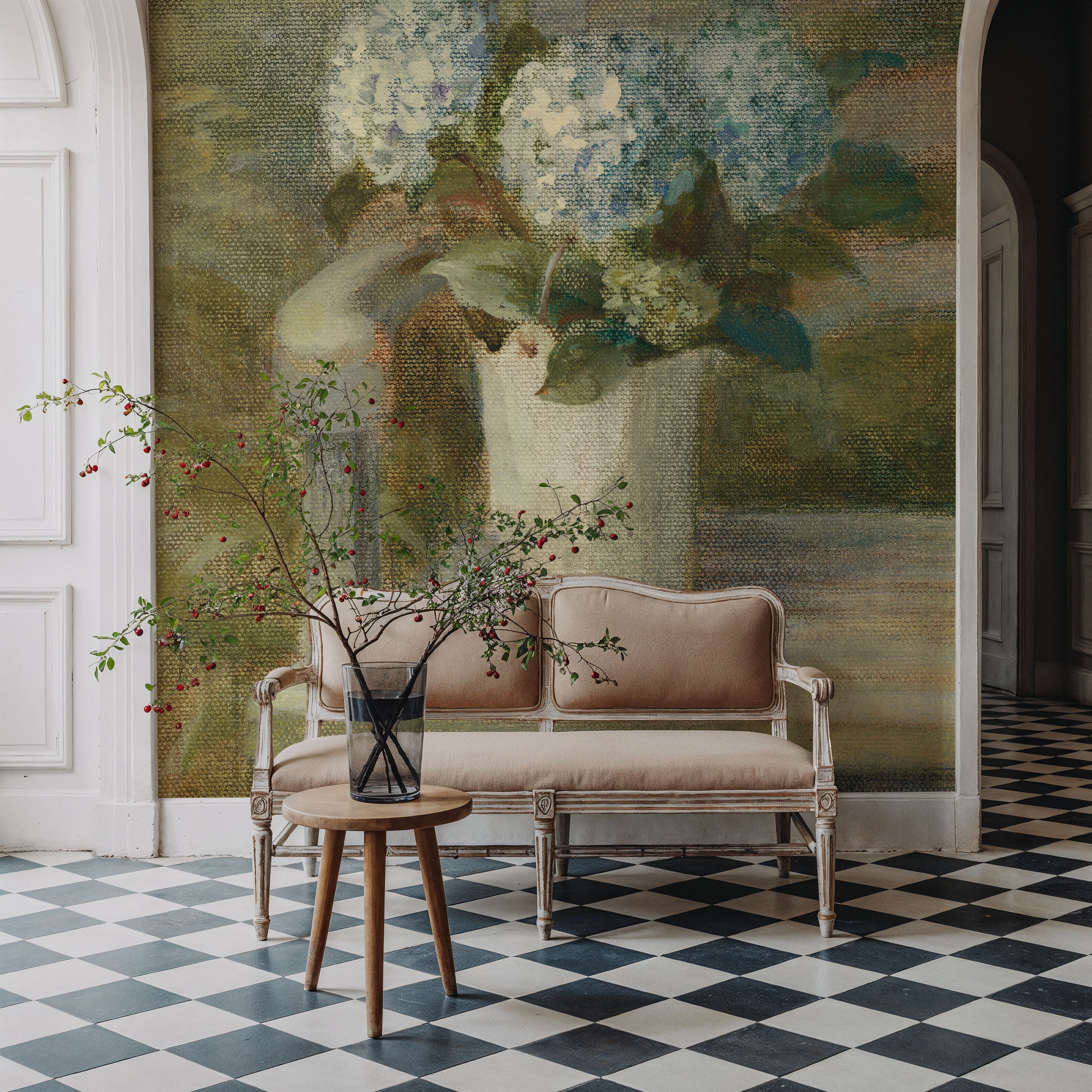 Hydrangea Bouquet on Bench