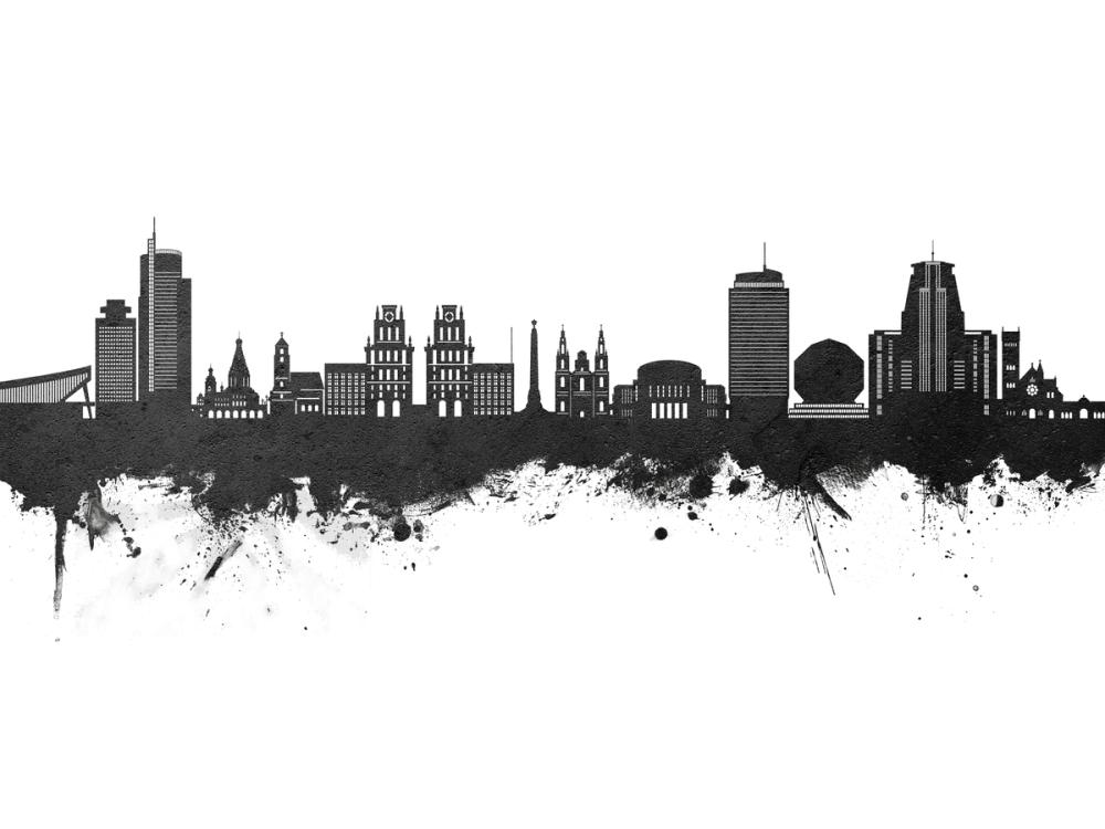 Minsk Belarus Skyline Black & White