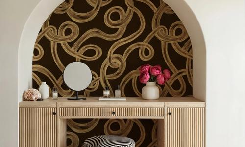 Swirl, Yellow on Brown