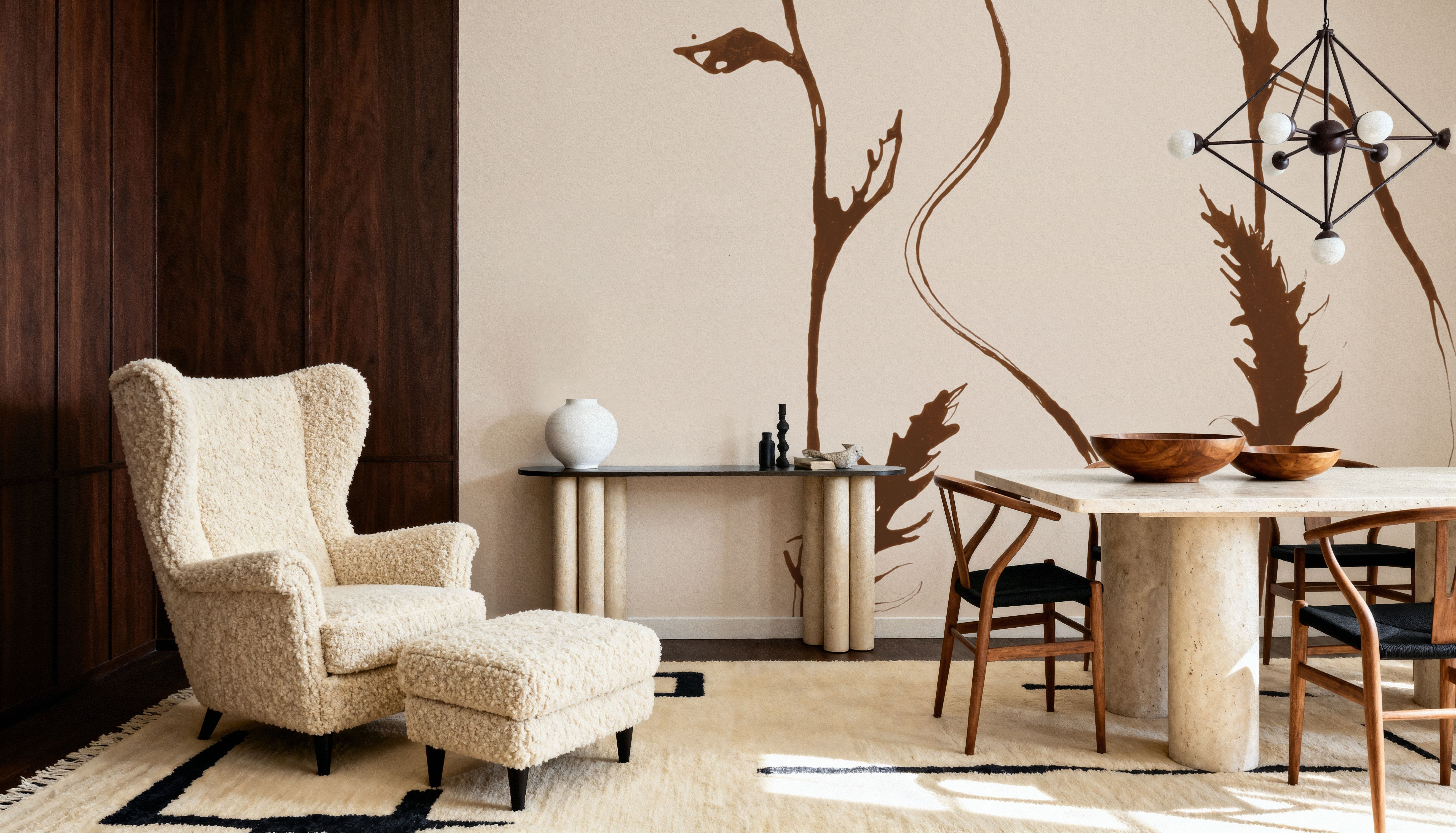 Ink Poppies Sepia, Wallpaper