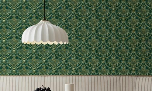 Art Deco Peacock Scallops, Emerald
