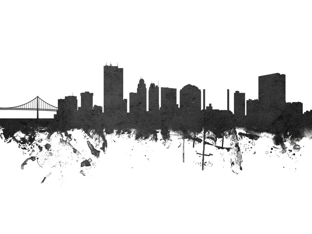 Toledo Ohio Skyline Black & White