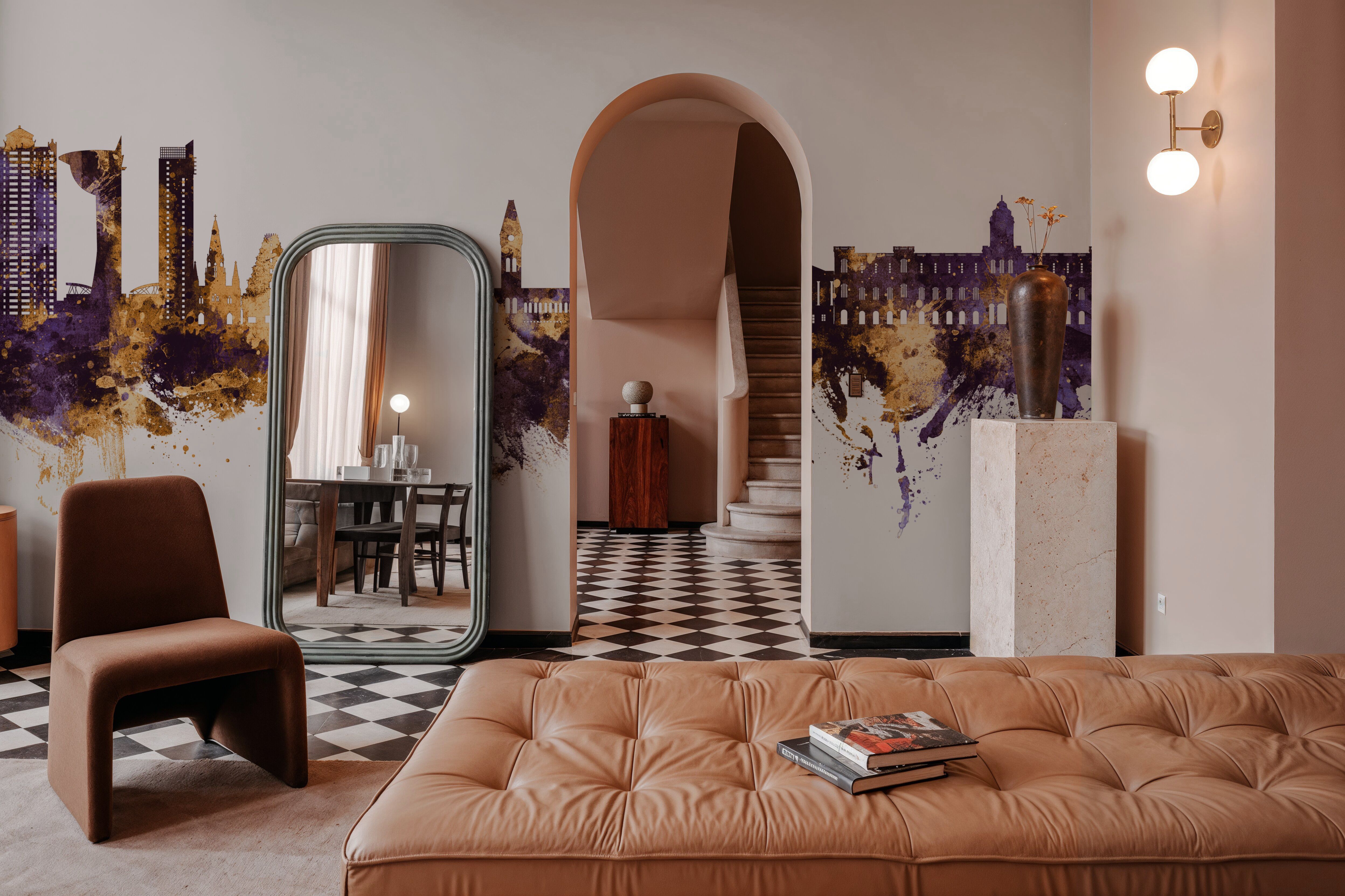 Chennai Skyline India Purple & Gold