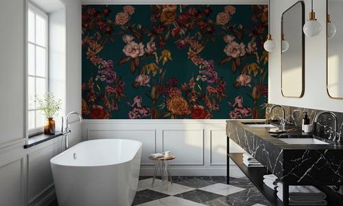 Floral Gaze, Dark Teal