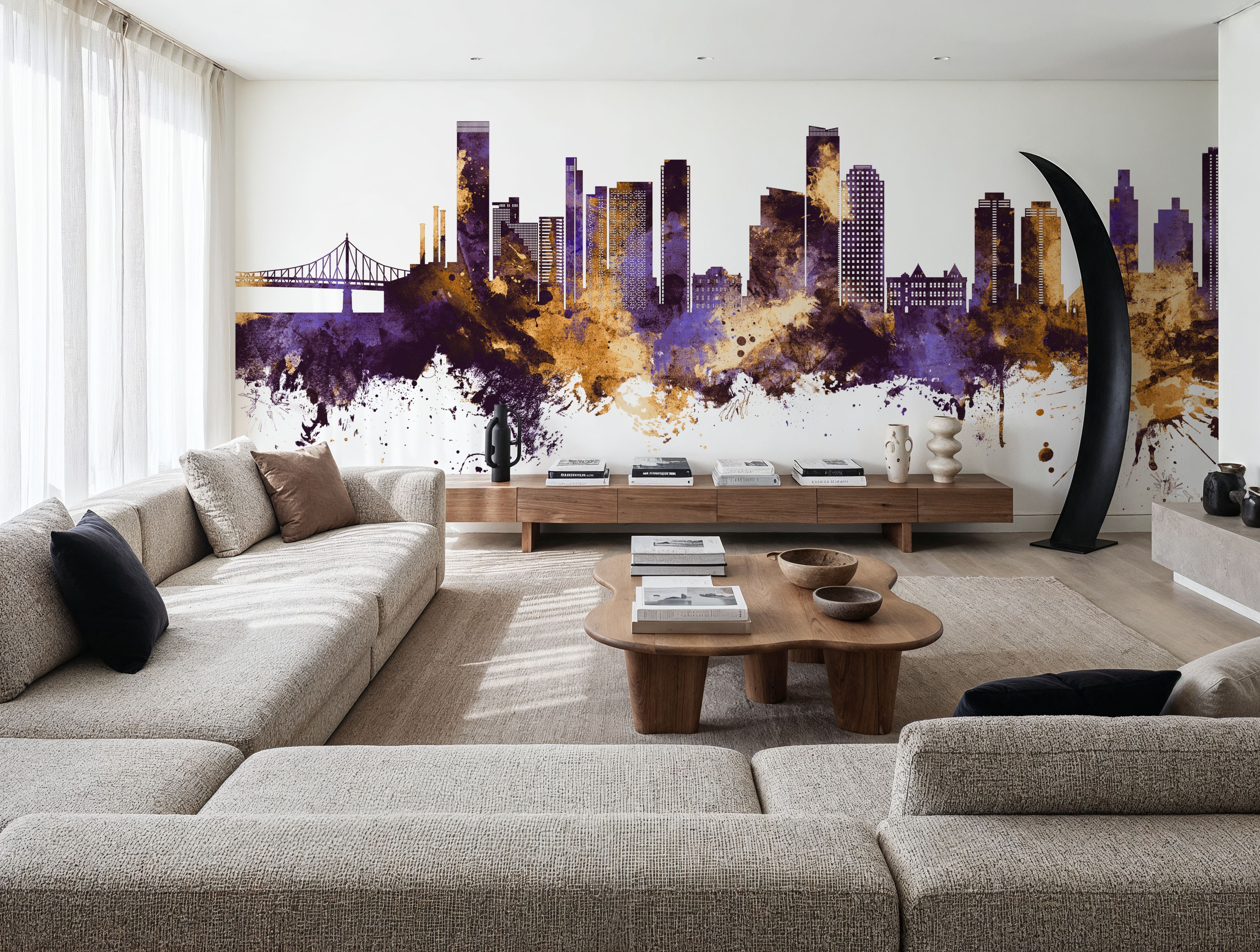 Queens New York Skyline Purple & Gold