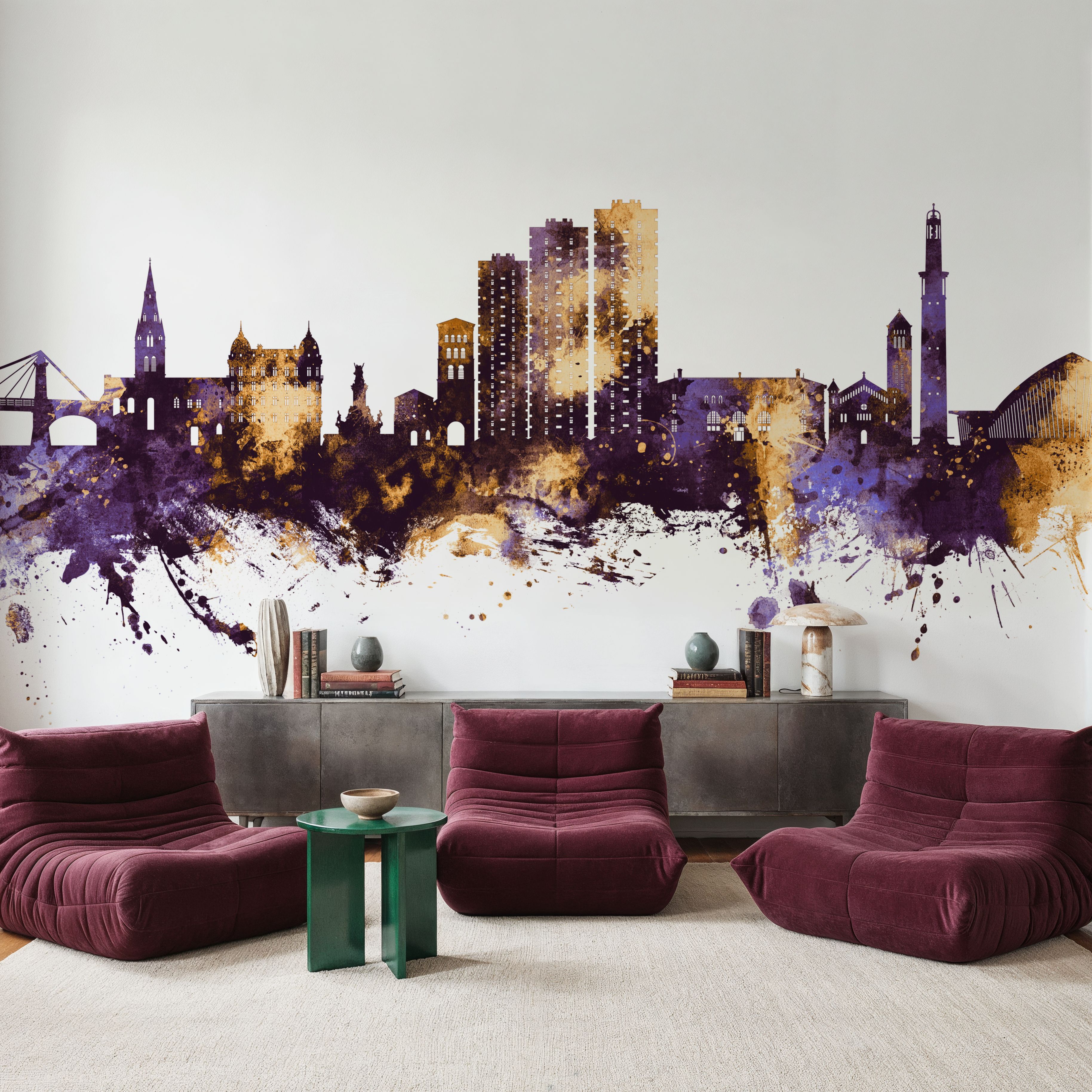 Grenoble Skyline Purple & Gold