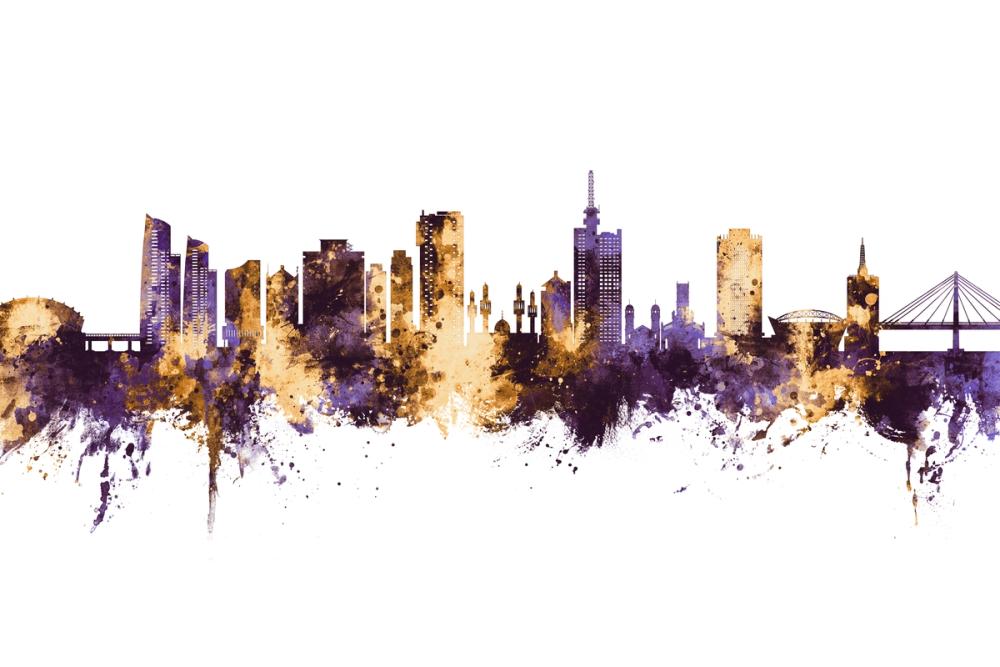 Lagos Nigeria Skyline Purple & Gold