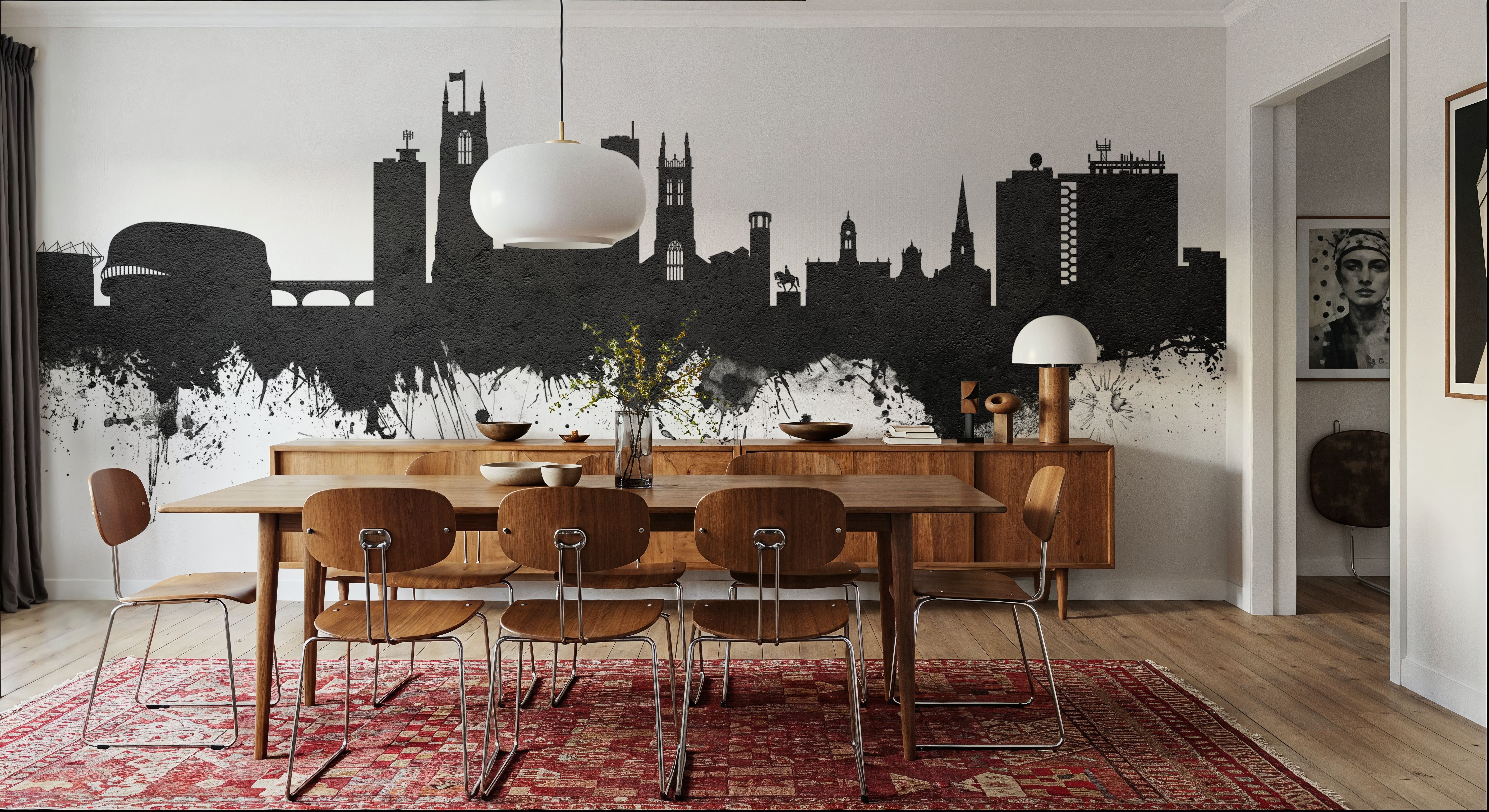 Derby England Skyline Black & White 