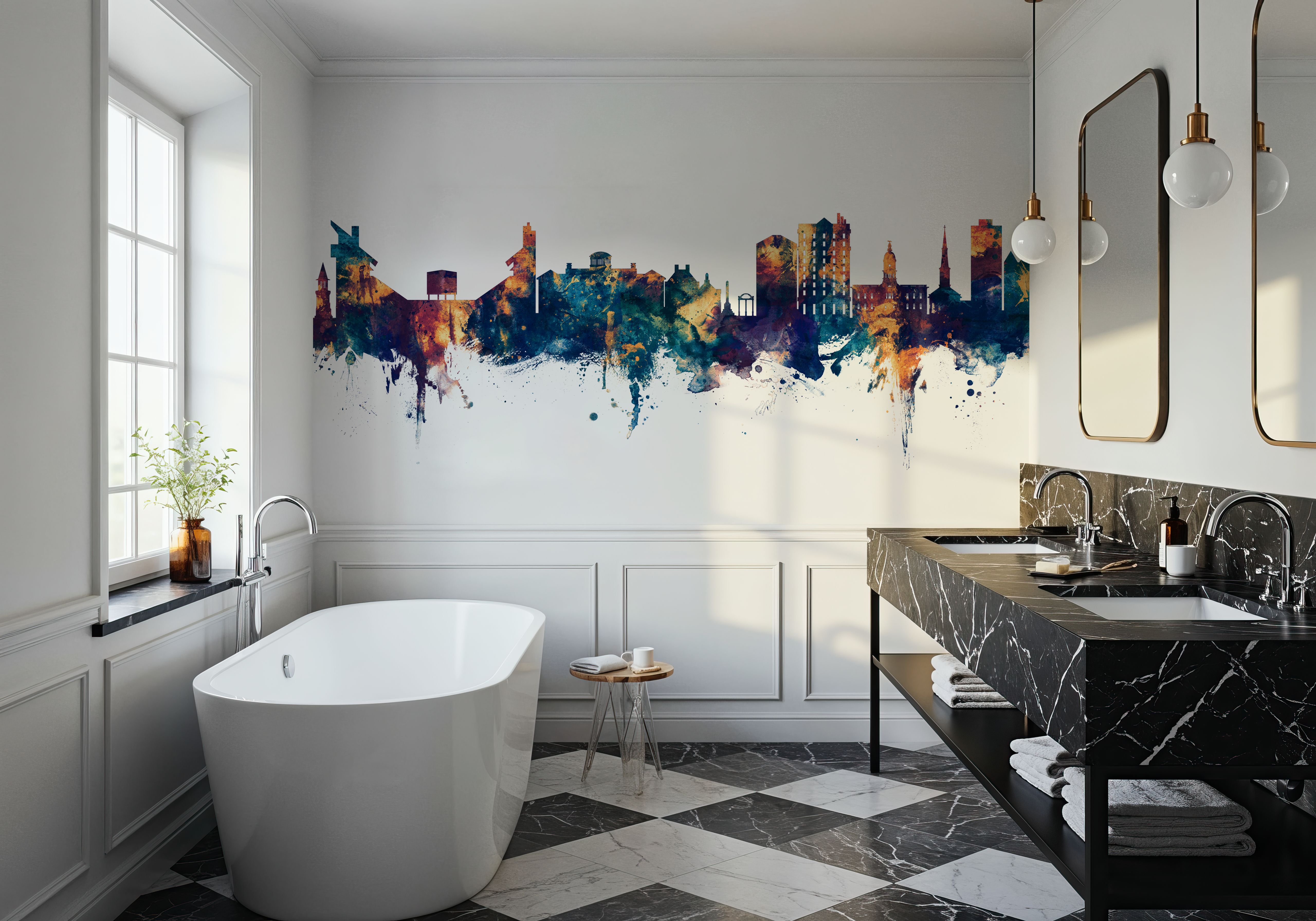 Athens Georgia Skyline Blue & Bronze