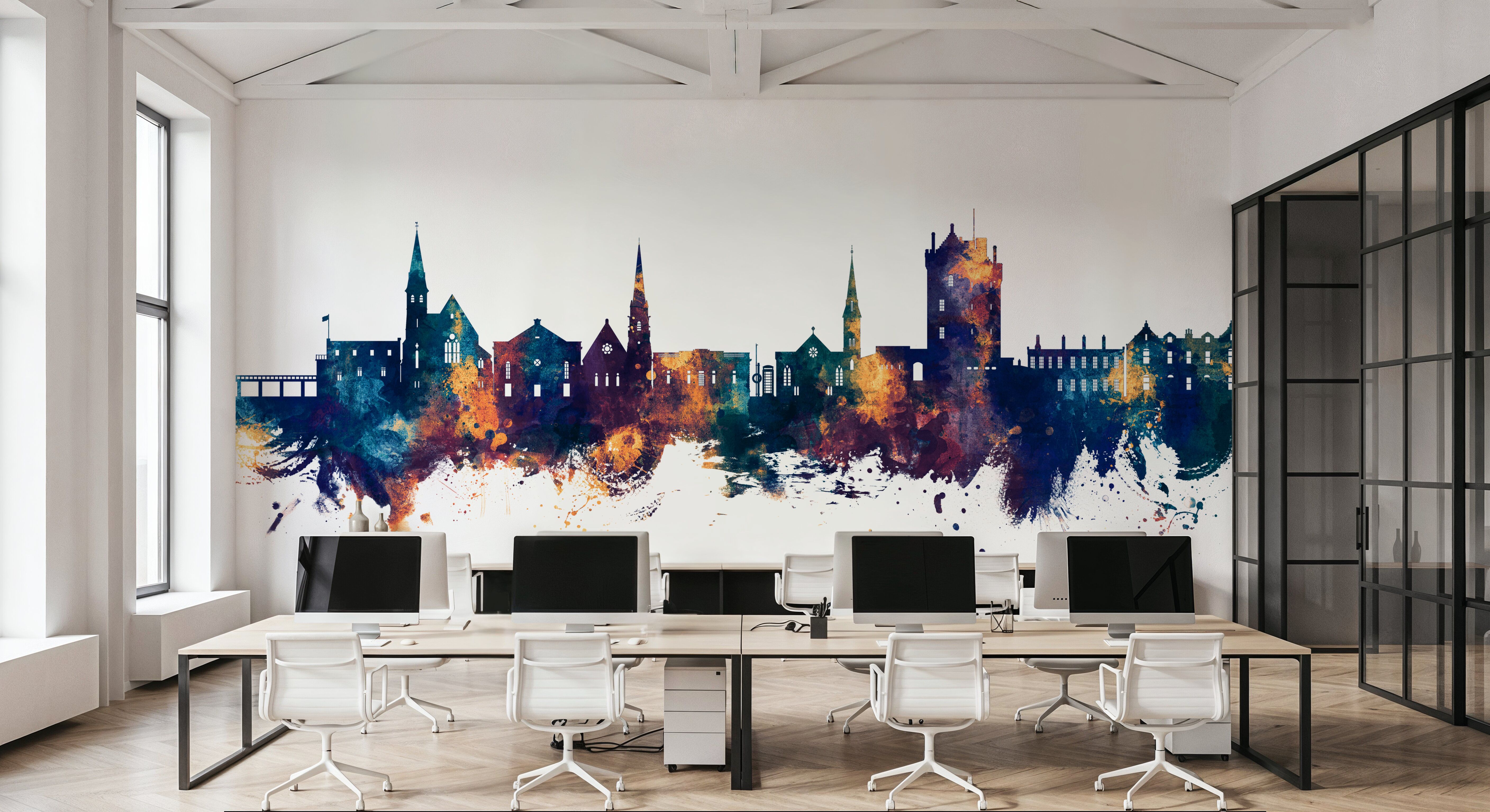 Broughty Ferry Scotland Skyline Blue & Bronze, Wallpaper