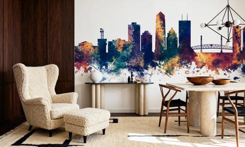 Jacksonville Florida Skyline Blue & Bronze