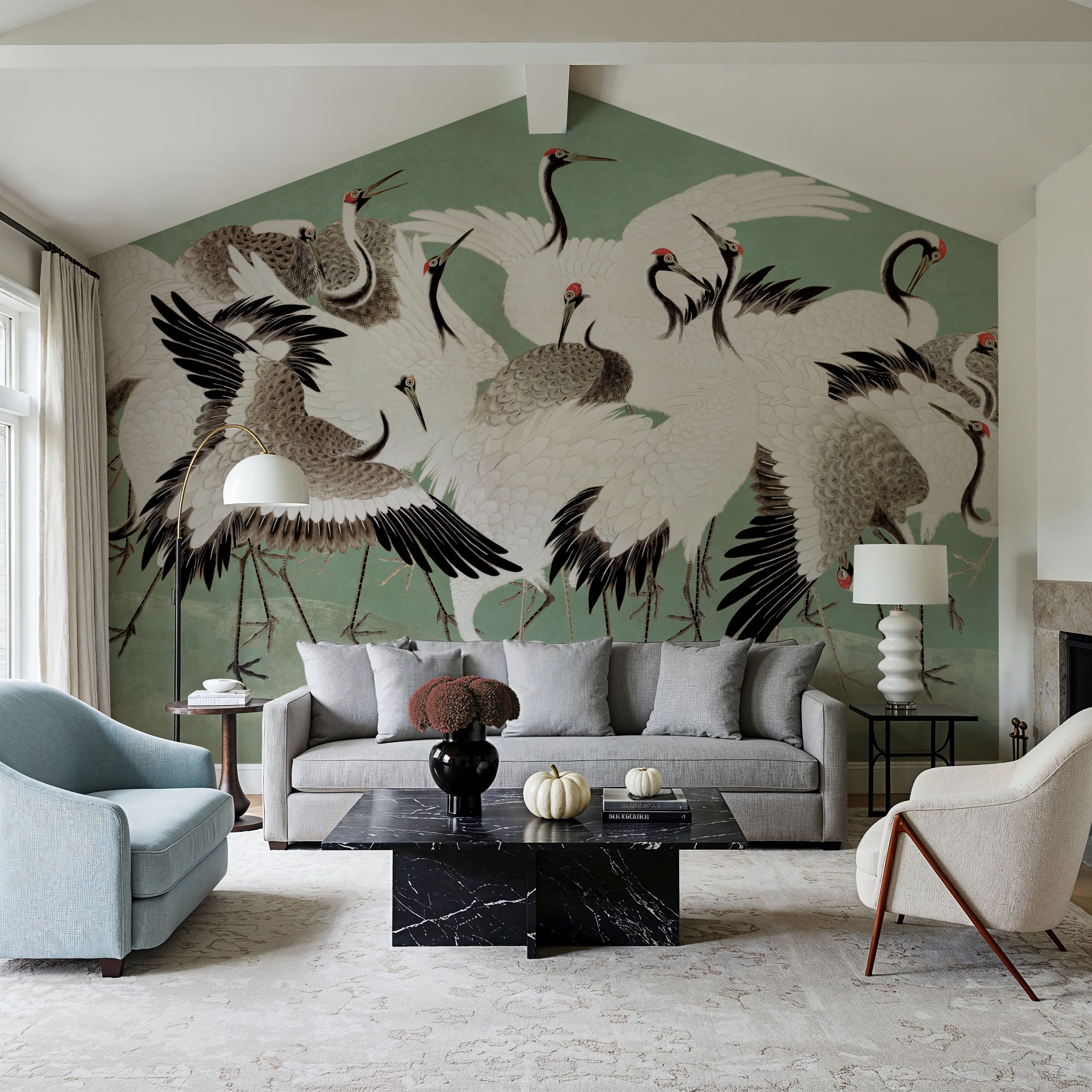 Japanese Flock of Cranes, Jade