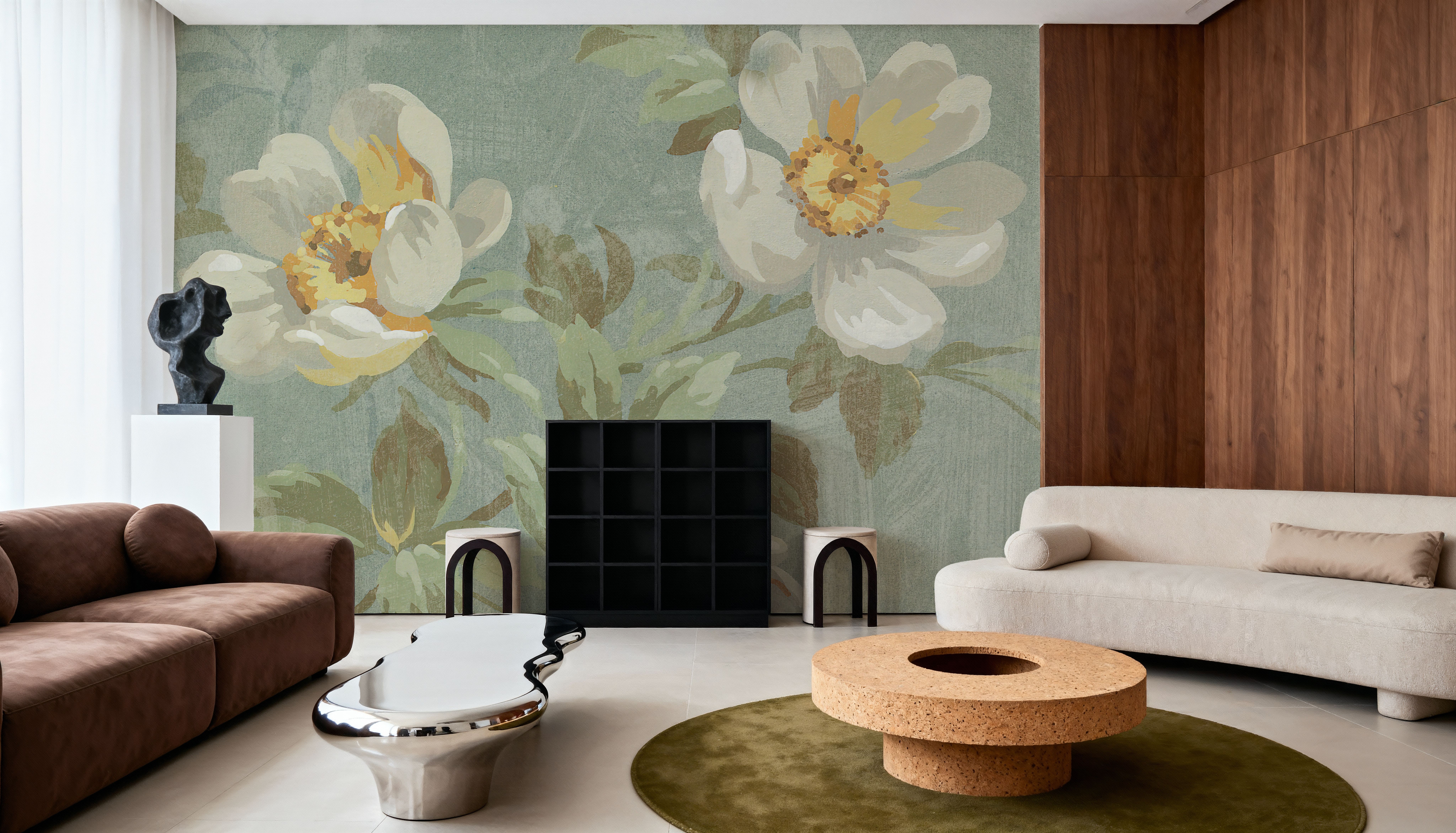 Roses on Blue I, Papier peint