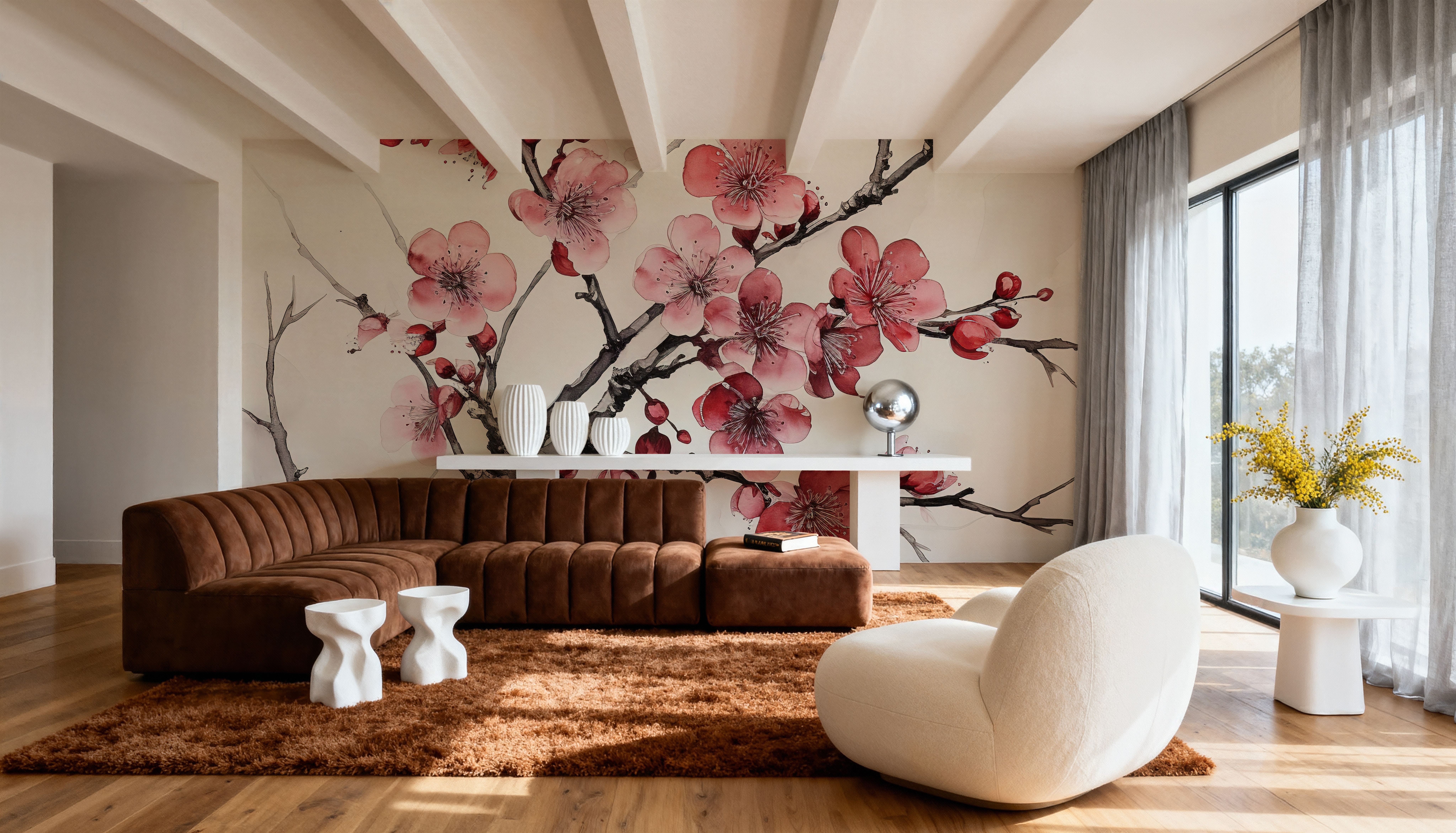 Ink Cherry Blossoms Branches