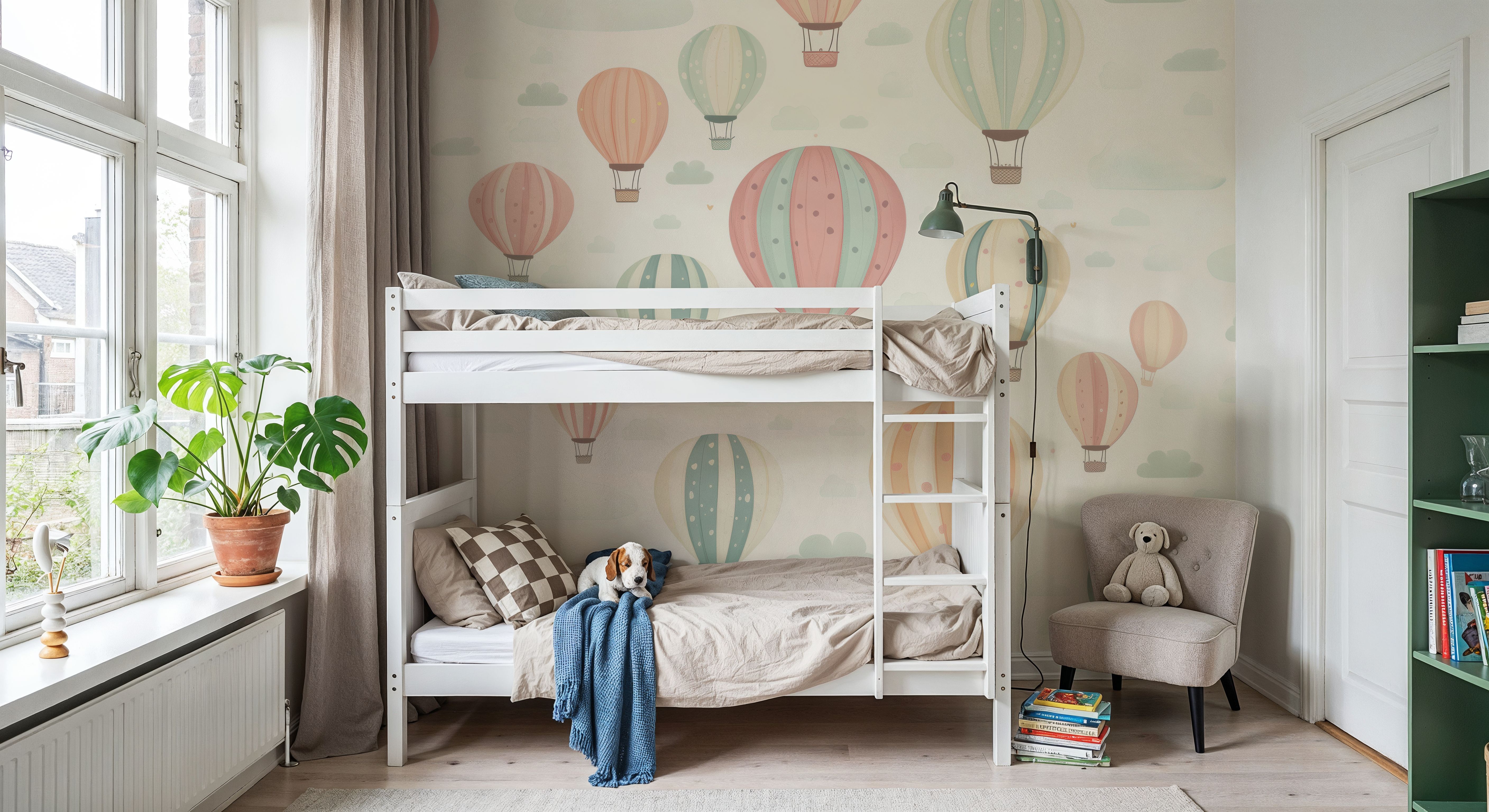 Hot Air Balloon Cloudy White, Papier peint