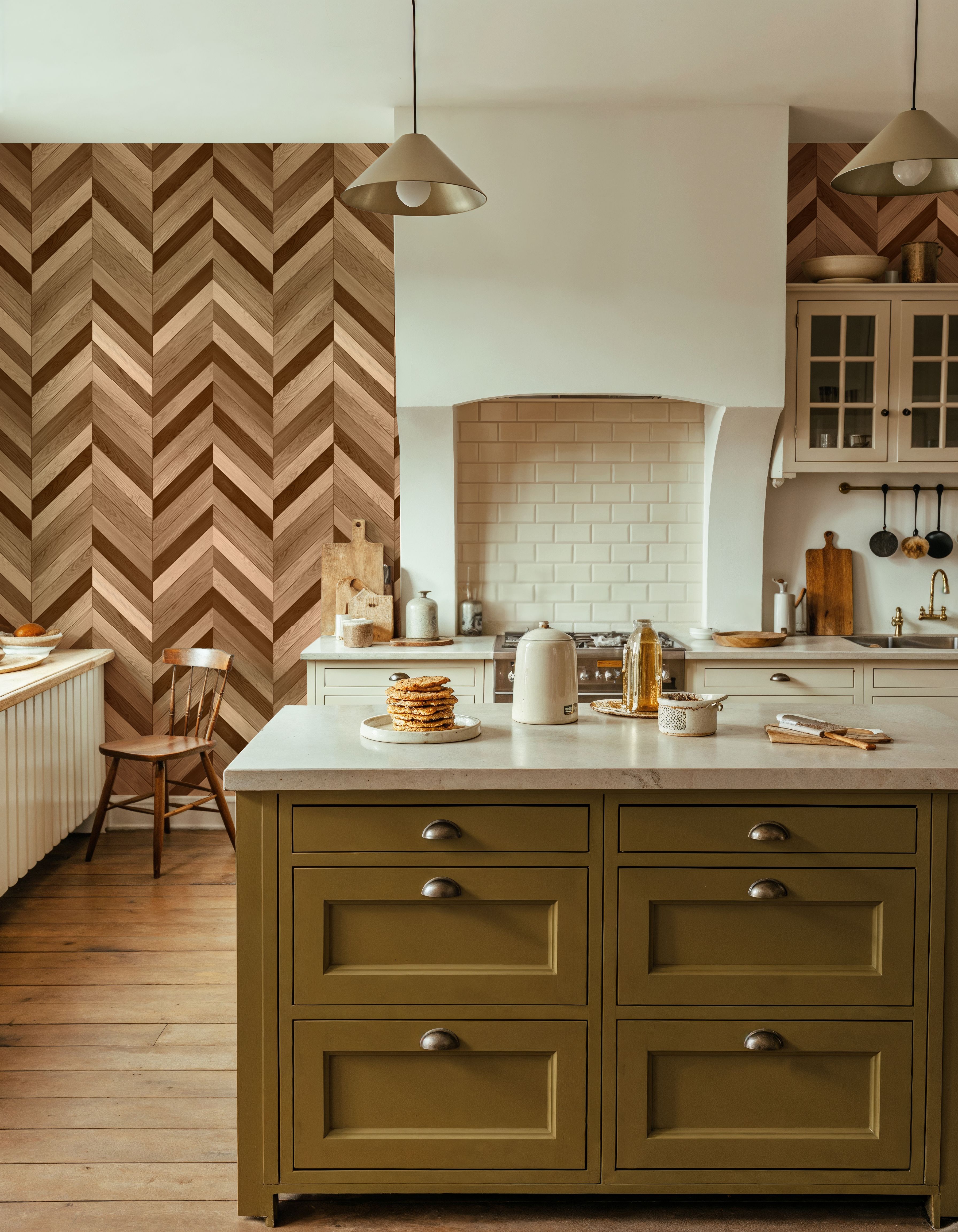 Chevron Wood, Walnut and Oak