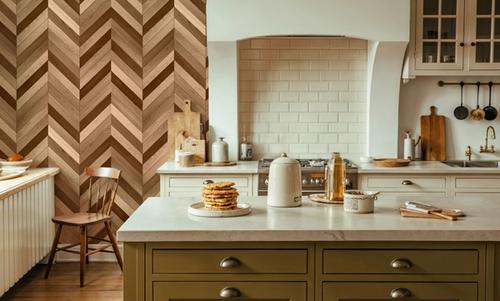 Chevron Wood, Walnut and Oak