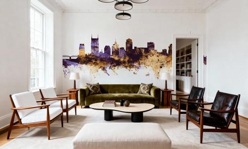 Nashville Tennessee Skyline Purple & Gold