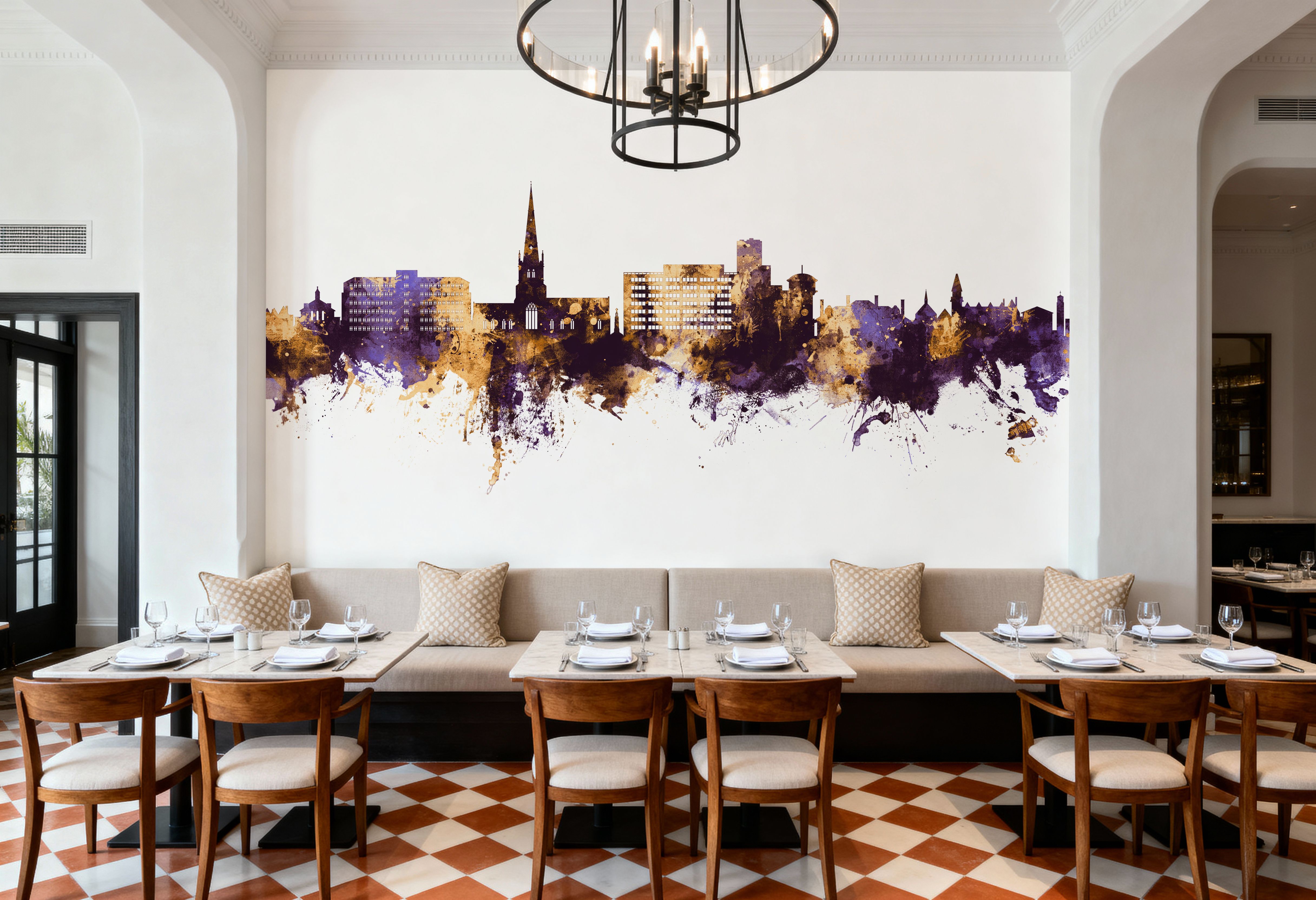 Solihull England Skyline Purple & Gold